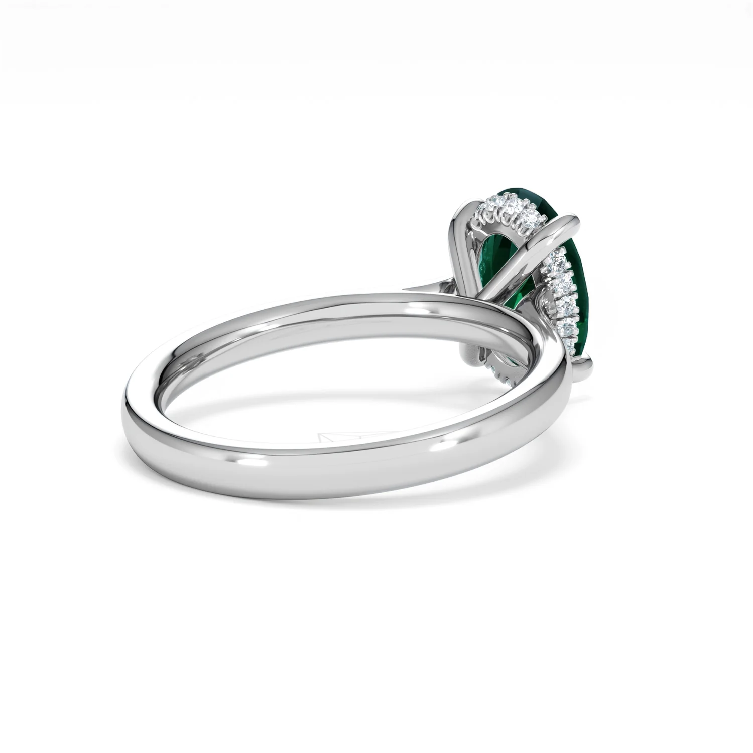 Amora Gem 2.00ct Oval Cut Lab Emerald Hidden Halo Engagement Ring in 18K White Gold - Image 39