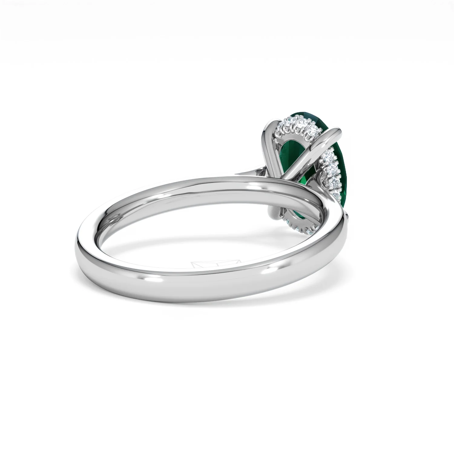 Amora Gem 2.00ct Oval Cut Lab Emerald Hidden Halo Engagement Ring in 18K White Gold - Image 40