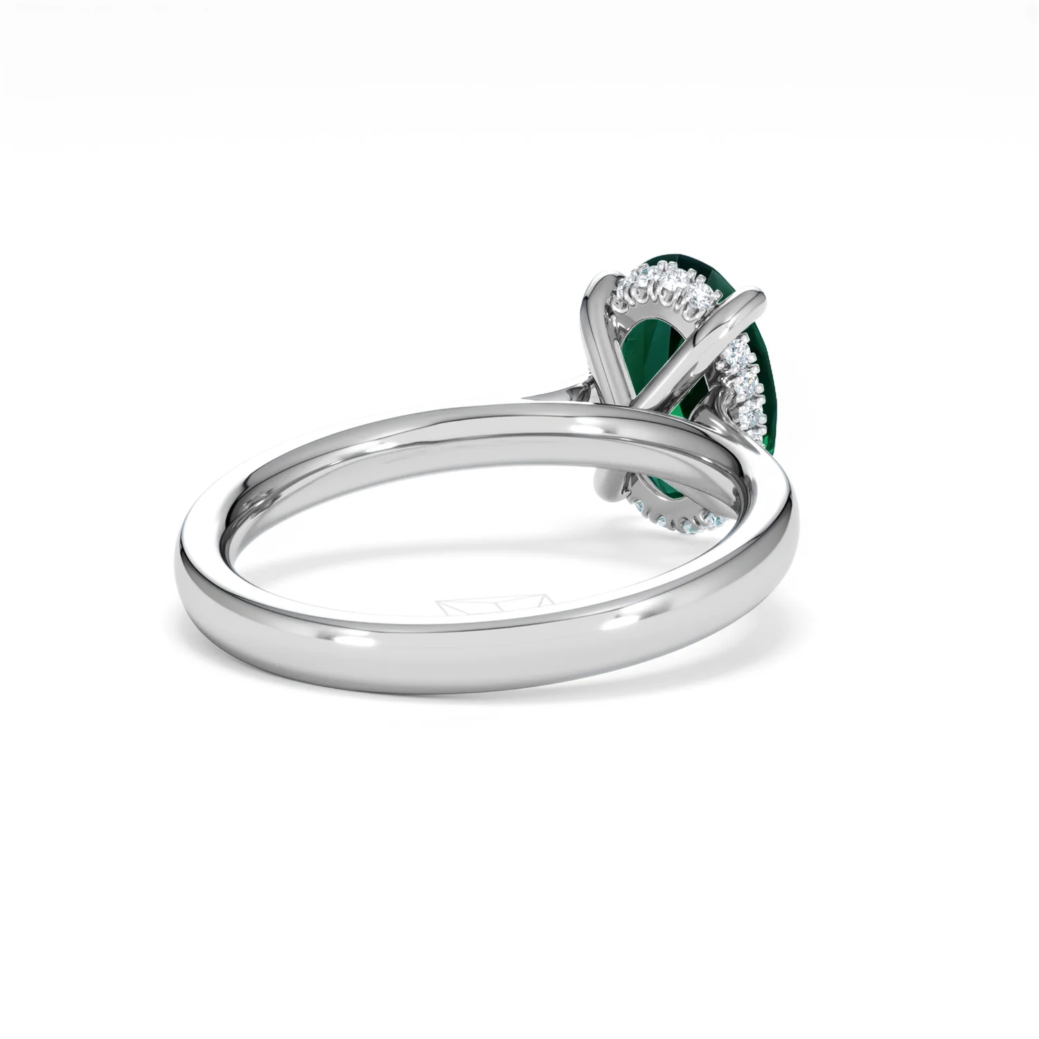 Amora Gem 2.00ct Oval Cut Lab Emerald Hidden Halo Engagement Ring in 18K White Gold - Image 41