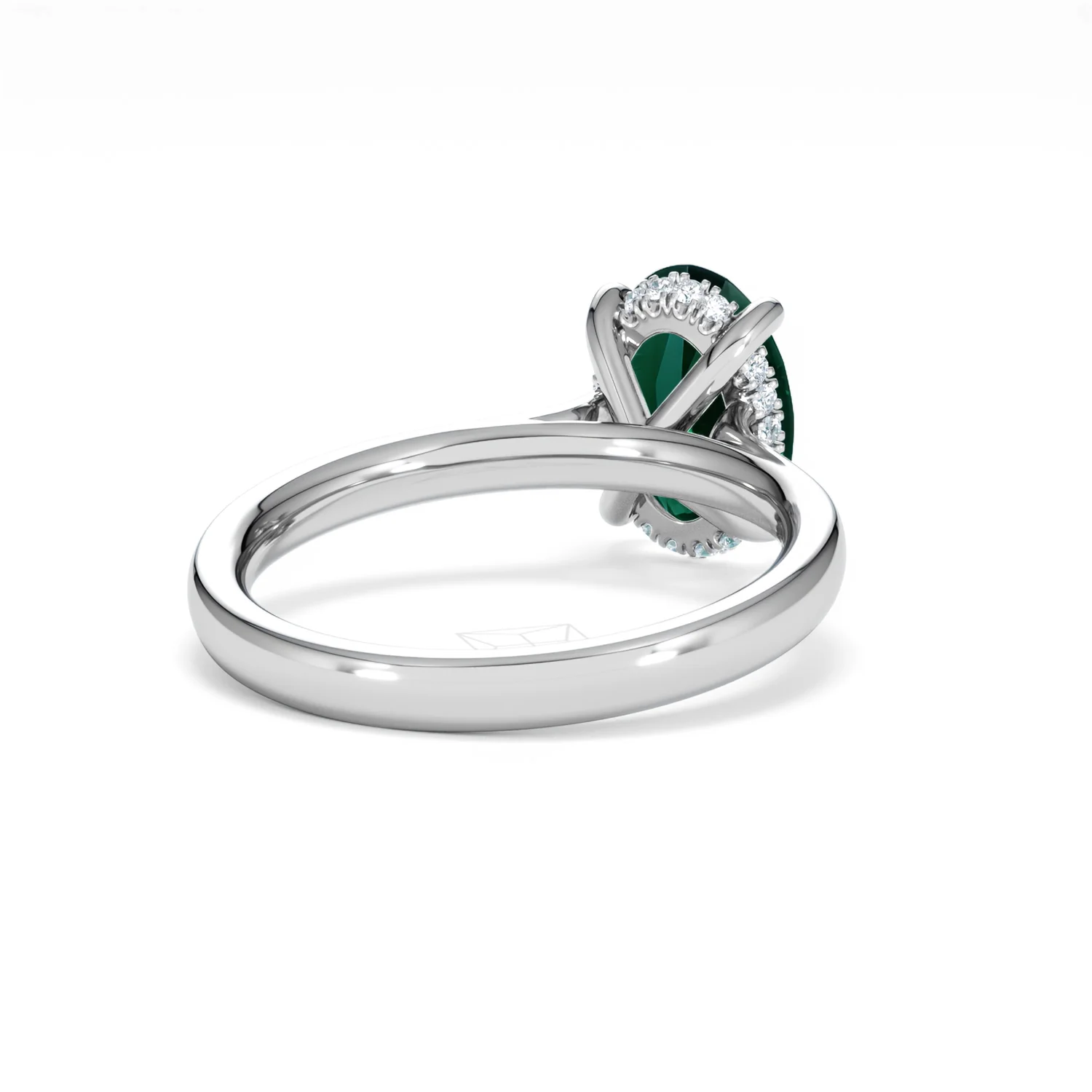 Amora Gem 2.00ct Oval Cut Lab Emerald Hidden Halo Engagement Ring in 18K White Gold - Image 42