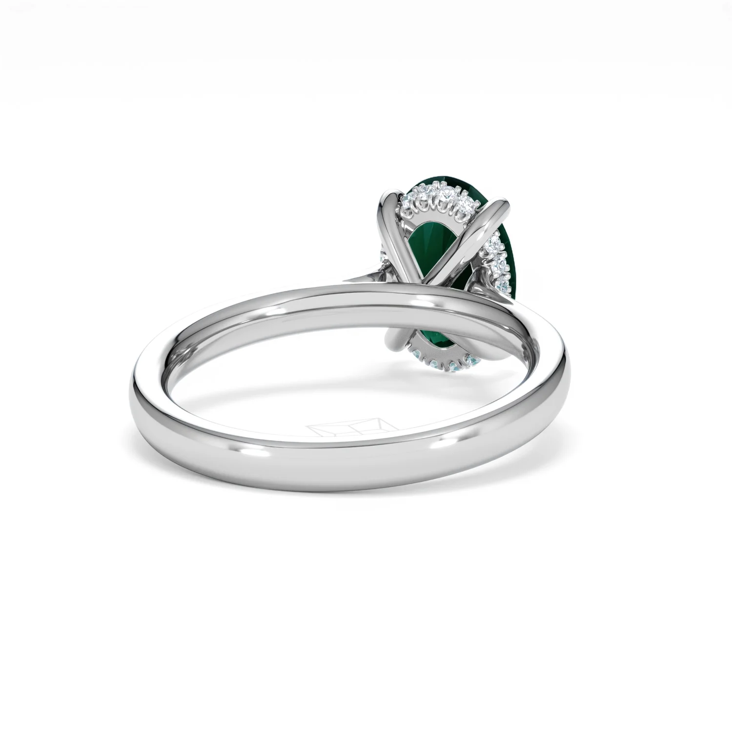 Amora Gem 2.00ct Oval Cut Lab Emerald Hidden Halo Engagement Ring in 18K White Gold - Image 43