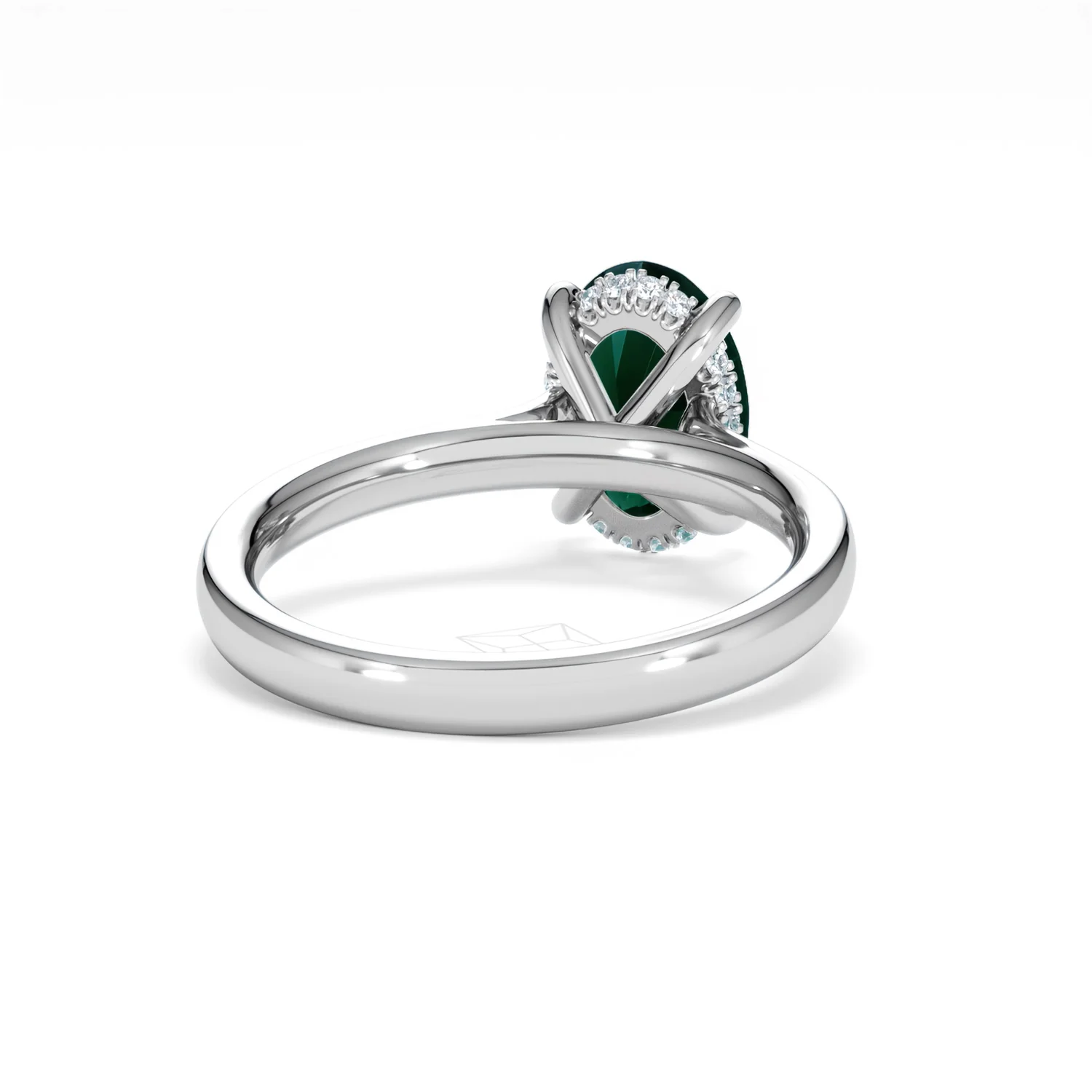 Amora Gem 2.00ct Oval Cut Lab Emerald Hidden Halo Engagement Ring in 18K White Gold - Image 44