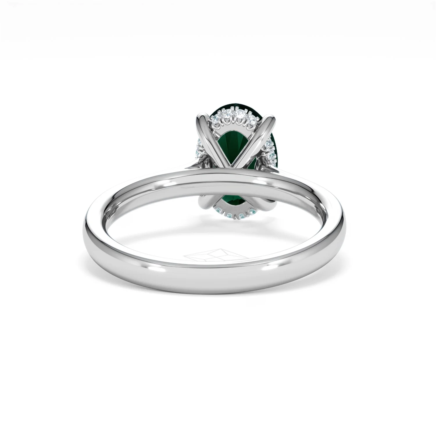 Amora Gem 2.00ct Oval Cut Lab Emerald Hidden Halo Engagement Ring in 18K White Gold - Image 46