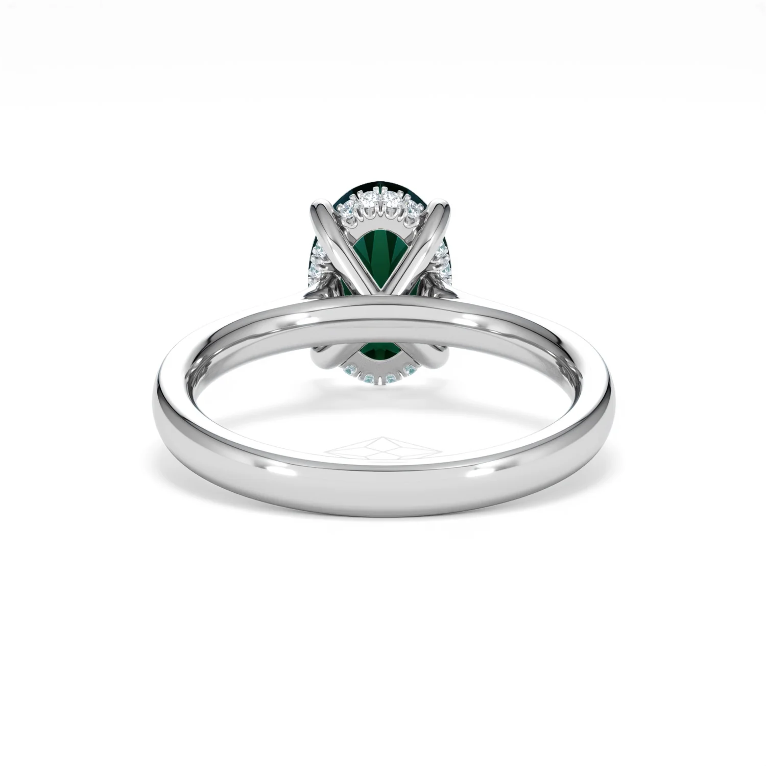 Amora Gem 2.00ct Oval Cut Lab Emerald Hidden Halo Engagement Ring in 18K White Gold - Image 48