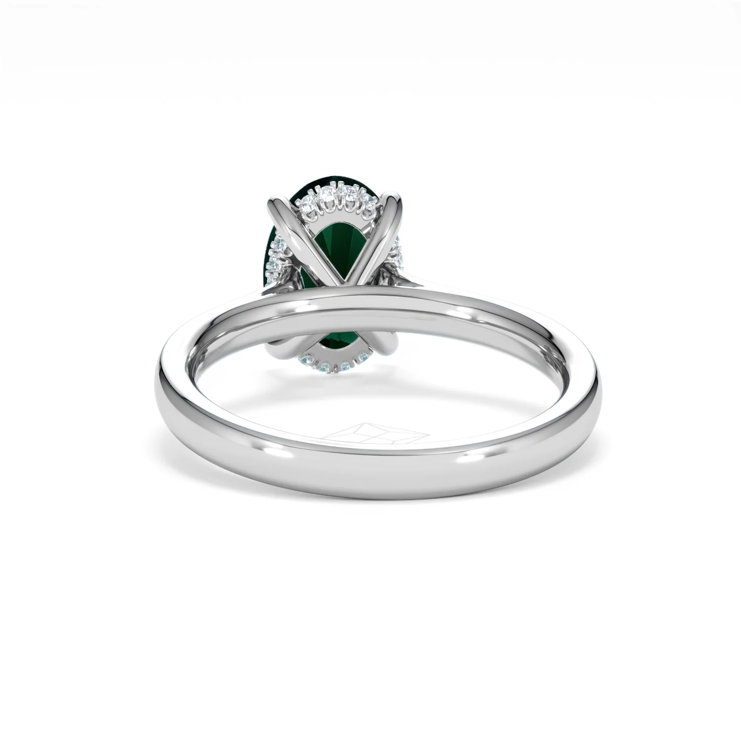 Amora Gem 2.00ct Oval Cut Lab Emerald Hidden Halo Engagement Ring in 18K White Gold - Image 50