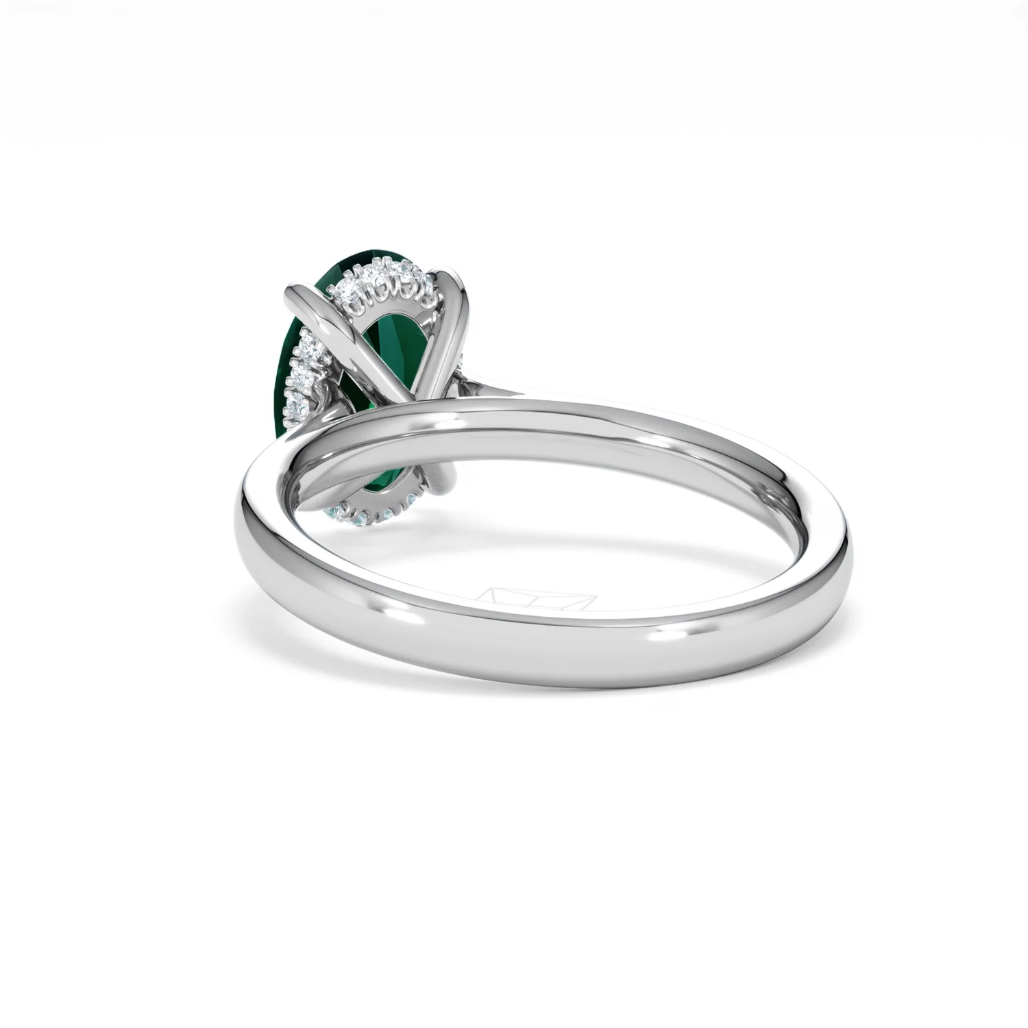 Amora Gem 2.00ct Oval Cut Lab Emerald Hidden Halo Engagement Ring in 18K White Gold - Image 54