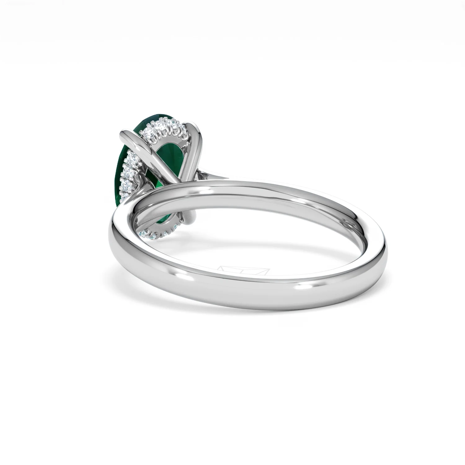 Amora Gem 2.00ct Oval Cut Lab Emerald Hidden Halo Engagement Ring in 18K White Gold - Image 55