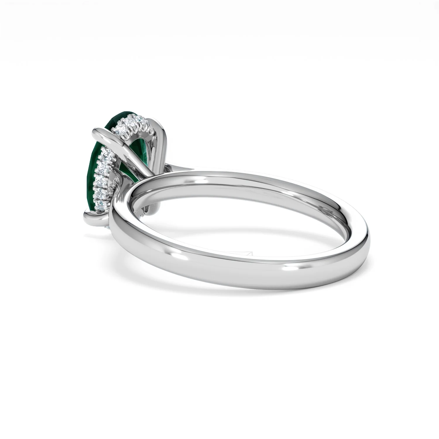 Amora Gem 2.00ct Oval Cut Lab Emerald Hidden Halo Engagement Ring in 18K White Gold - Image 58
