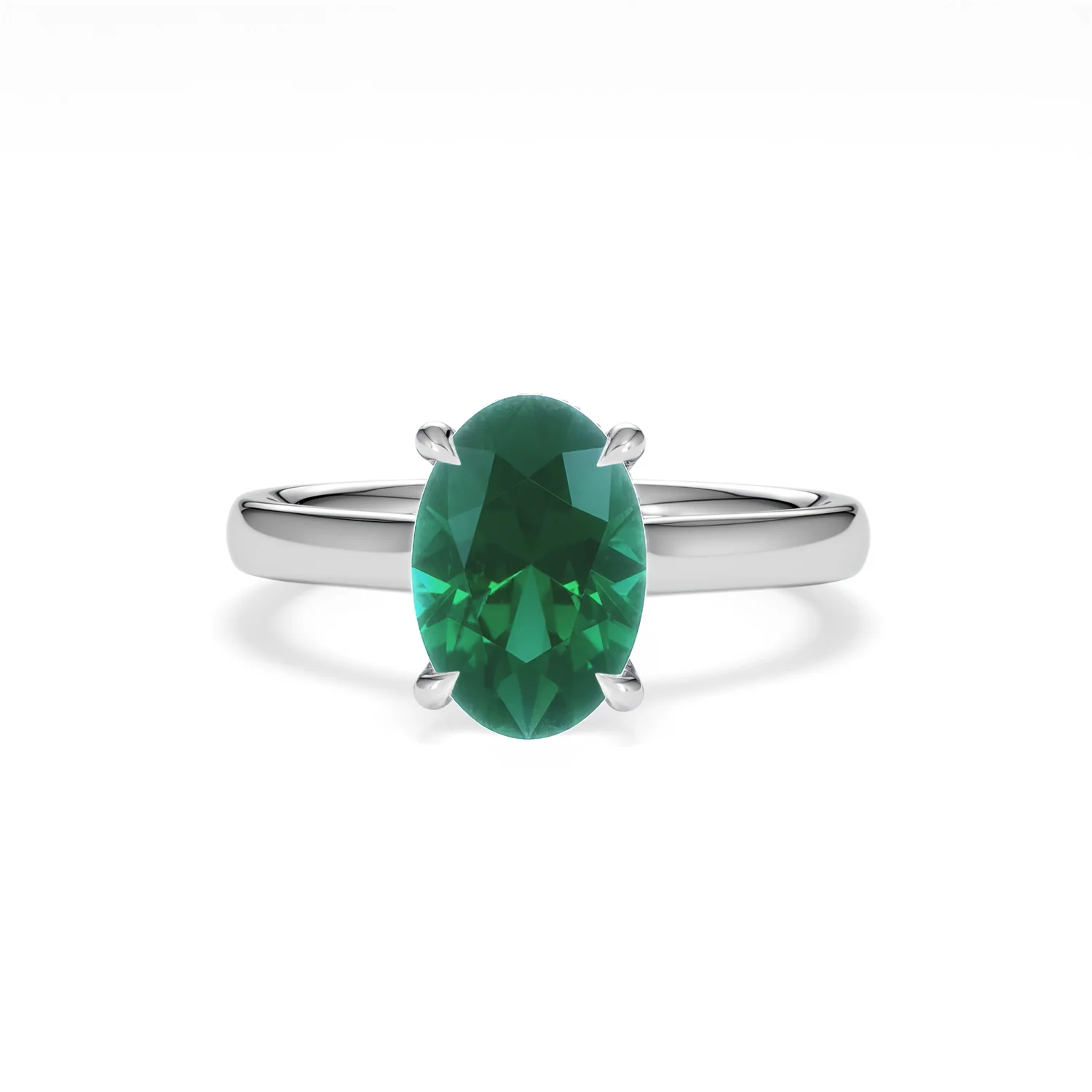 Amora Gem 2.00ct Oval Cut Lab Emerald Hidden Halo Engagement Ring in 18K White Gold - Image 87