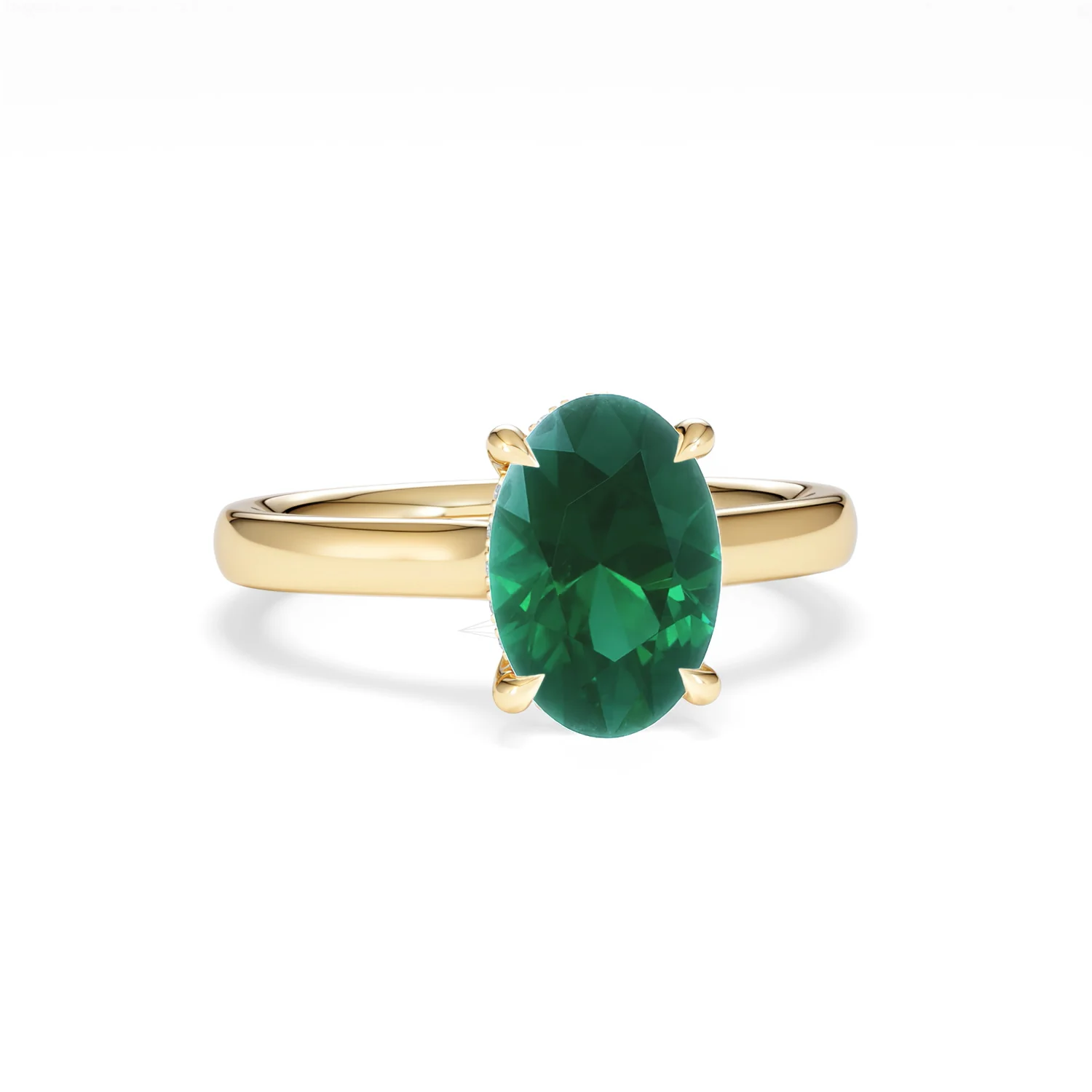 Amora Gem 2.00ct Oval Cut Lab Emerald Hidden Halo Engagement Ring in 18K Yellow Gold - Image 10