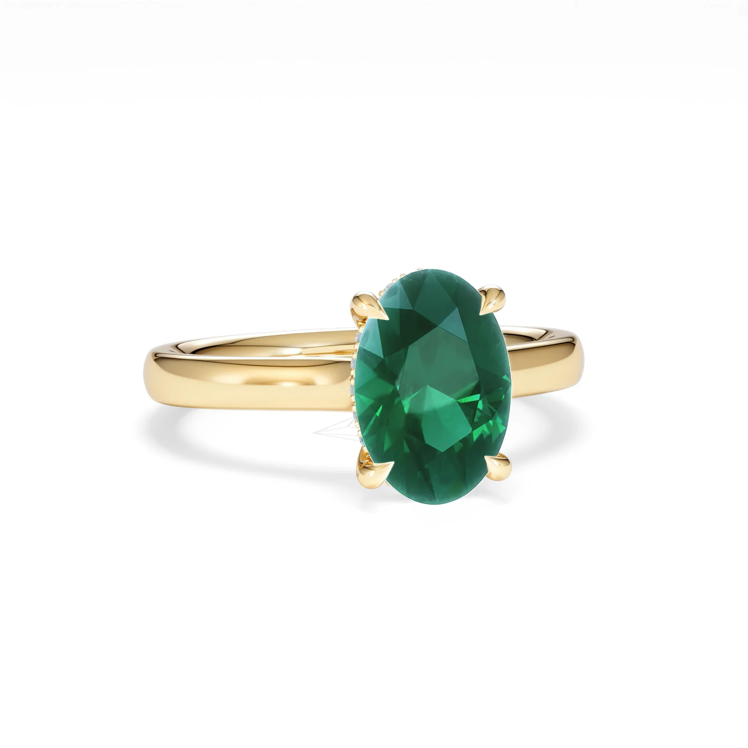 Amora Gem 2.00ct Oval Cut Lab Emerald Hidden Halo Engagement Ring in 18K Yellow Gold - Image 11