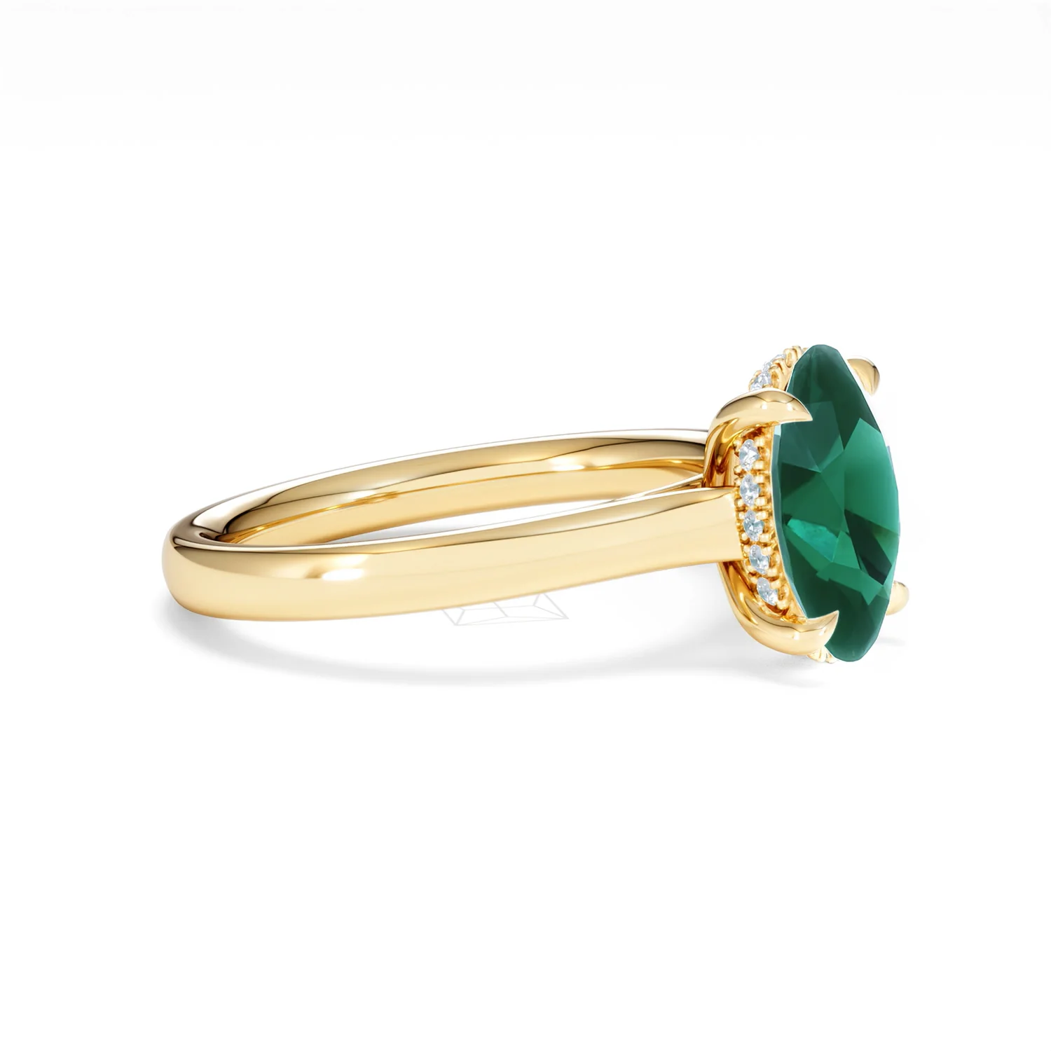 Amora Gem 2.00ct Oval Cut Lab Emerald Hidden Halo Engagement Ring in 18K Yellow Gold - Image 21