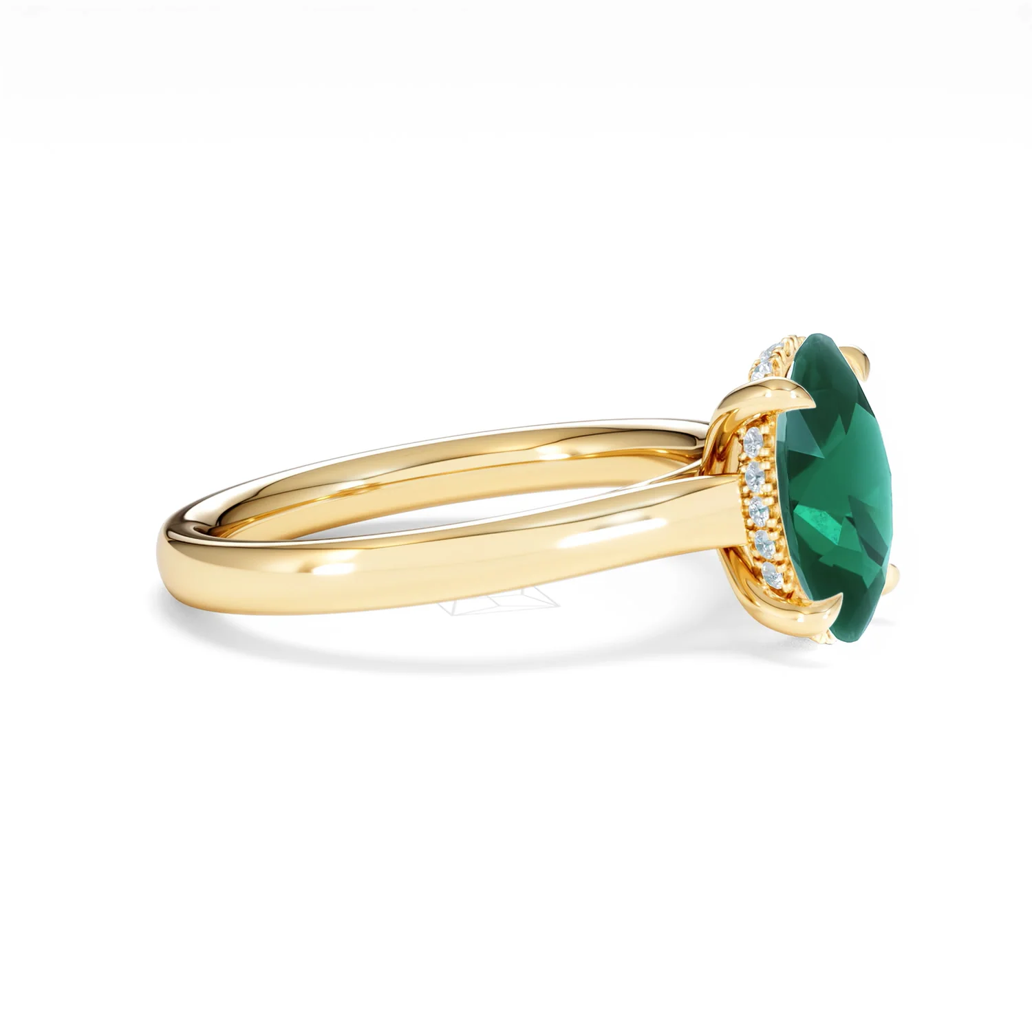 Amora Gem 2.00ct Oval Cut Lab Emerald Hidden Halo Engagement Ring in 18K Yellow Gold - Image 22
