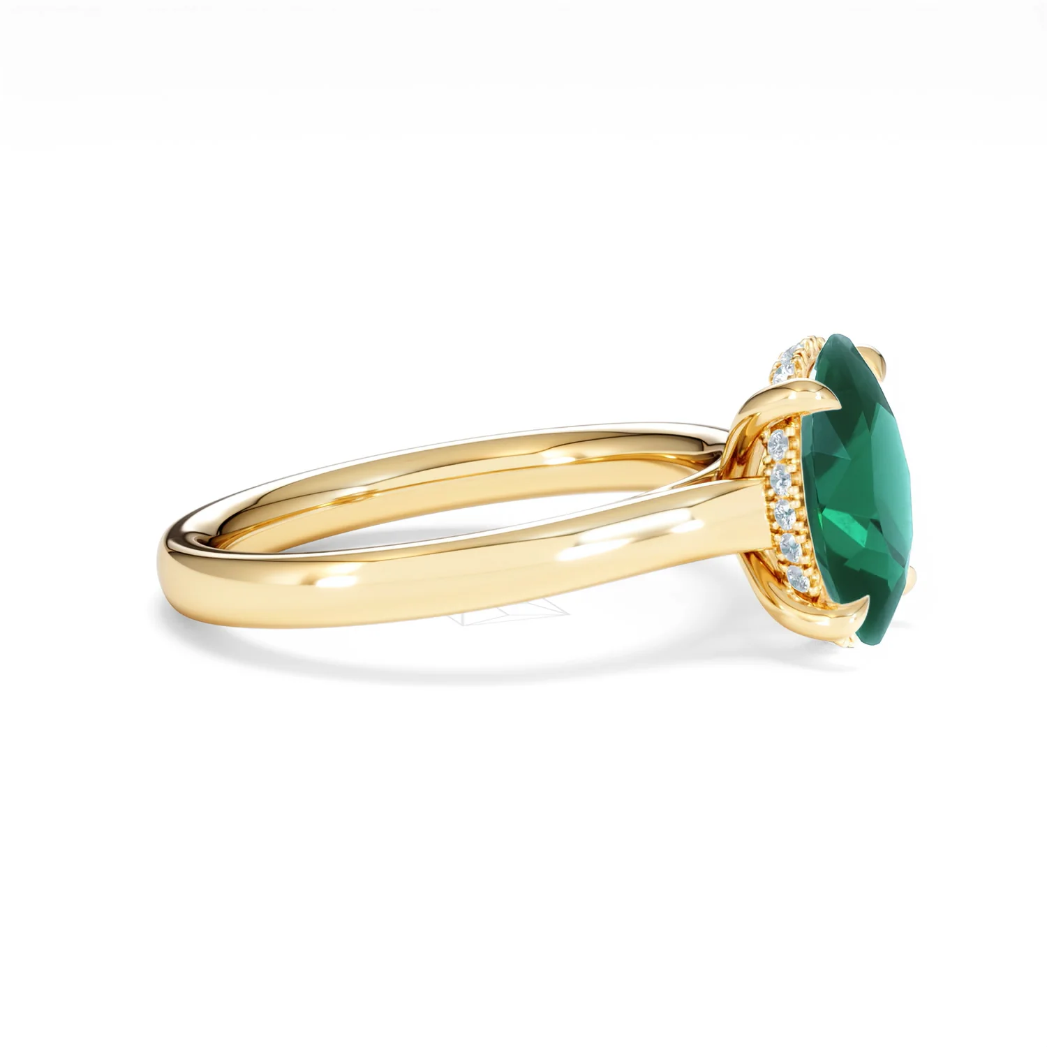 Amora Gem 2.00ct Oval Cut Lab Emerald Hidden Halo Engagement Ring in 18K Yellow Gold - Image 23