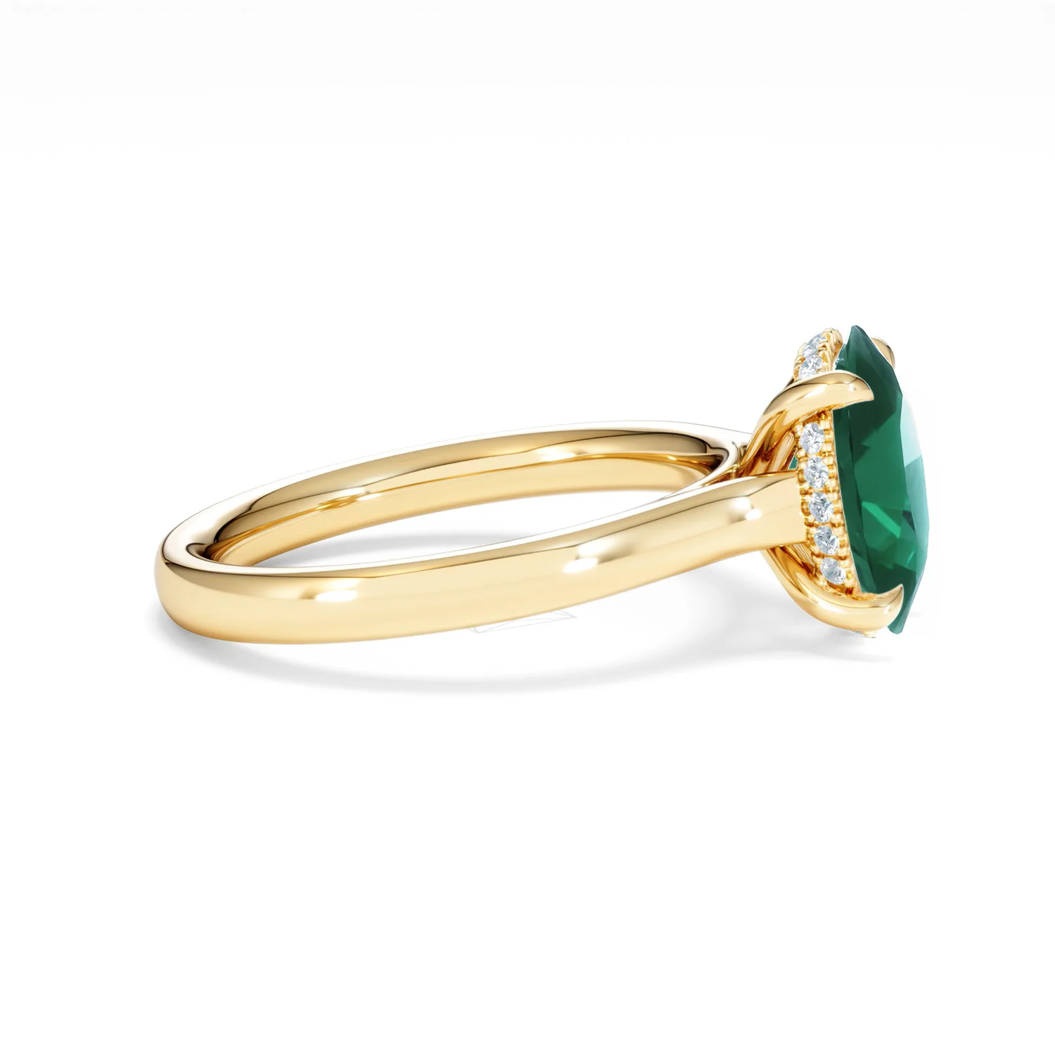 Amora Gem 2.00ct Oval Cut Lab Emerald Hidden Halo Engagement Ring in 18K Yellow Gold - Image 25
