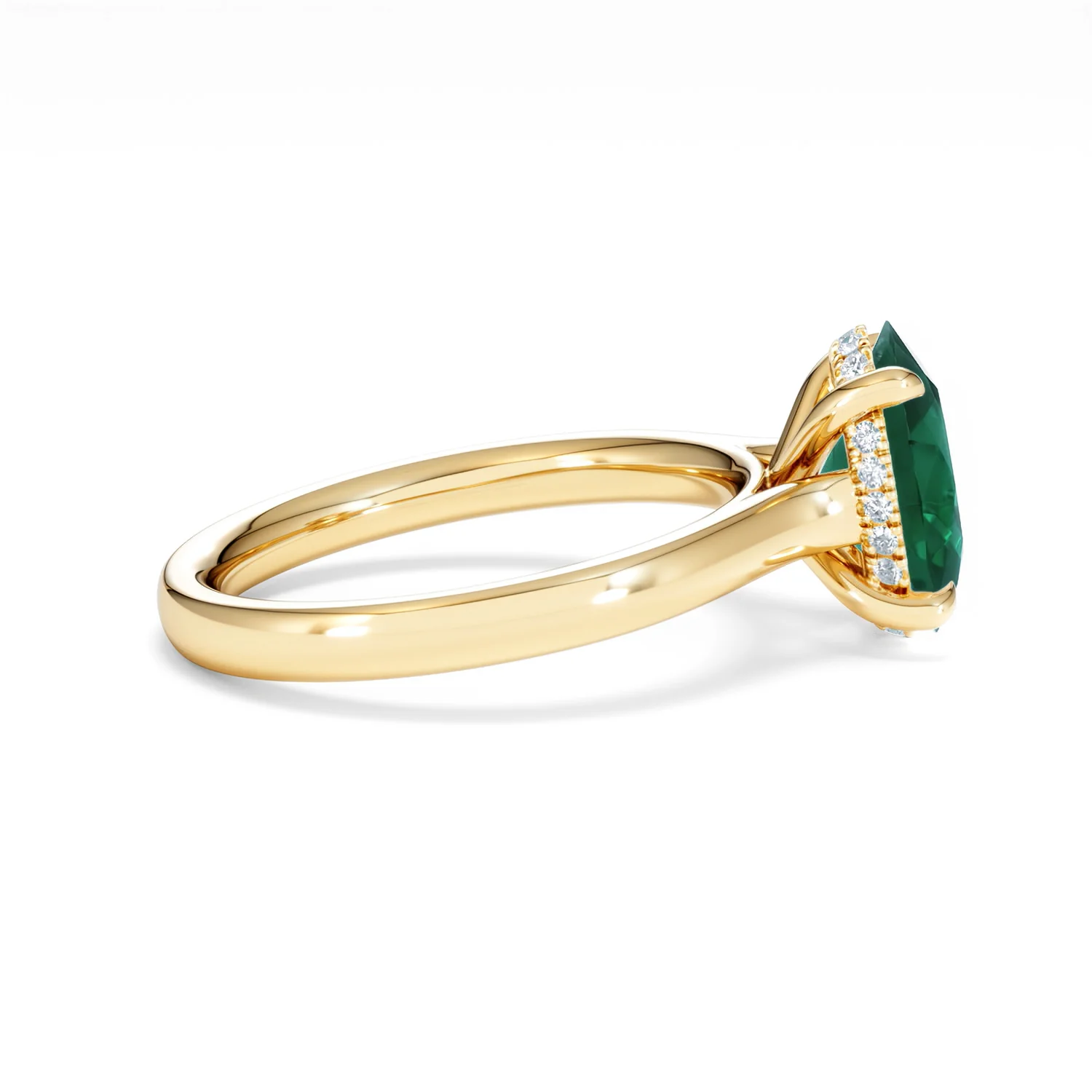 Amora Gem 2.00ct Oval Cut Lab Emerald Hidden Halo Engagement Ring in 18K Yellow Gold - Image 28