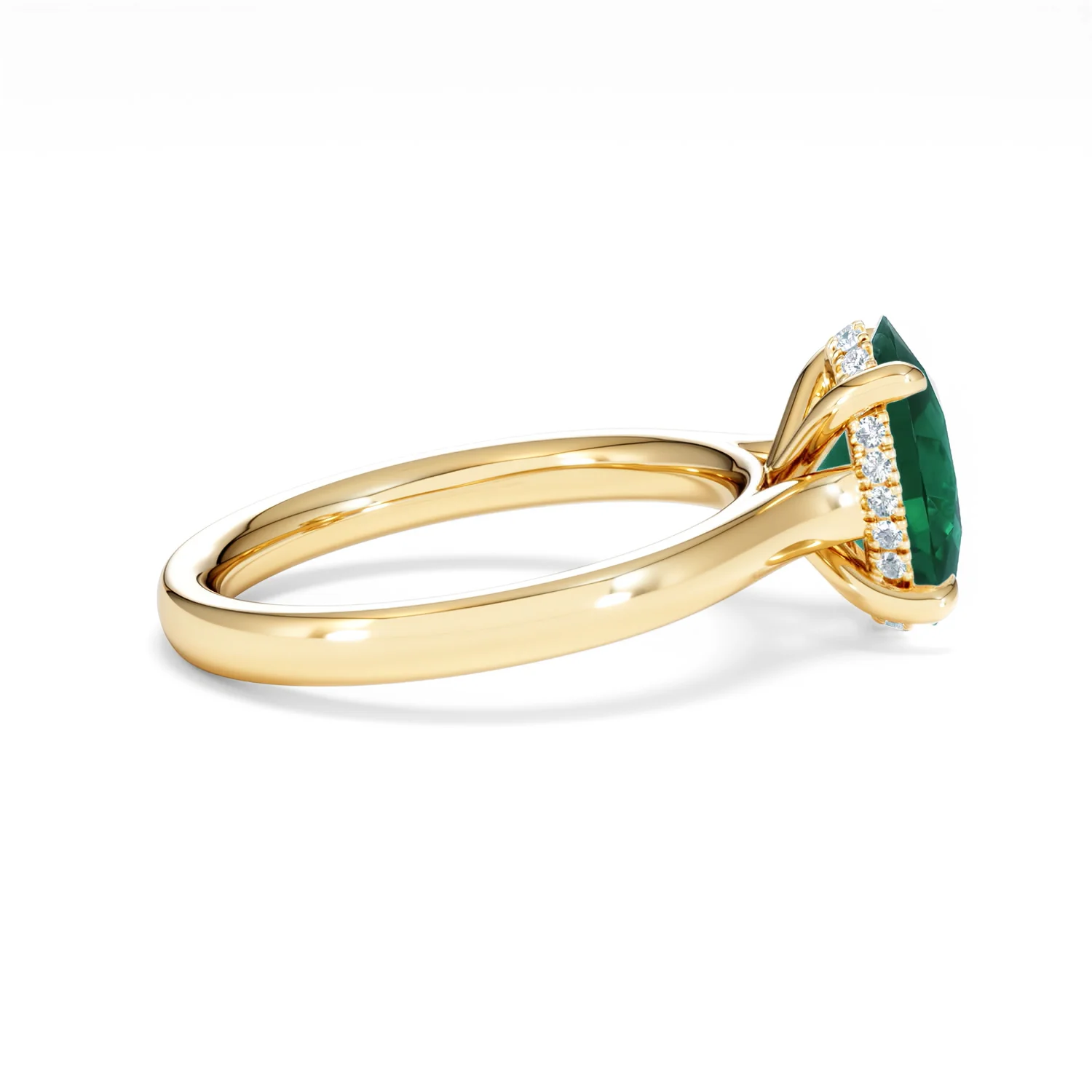 Amora Gem 2.00ct Oval Cut Lab Emerald Hidden Halo Engagement Ring in 18K Yellow Gold - Image 29