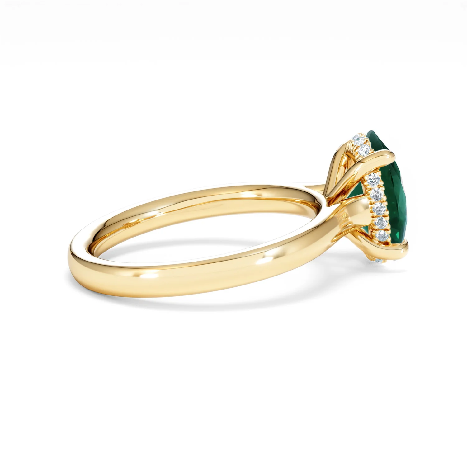 Amora Gem 2.00ct Oval Cut Lab Emerald Hidden Halo Engagement Ring in 18K Yellow Gold - Image 31