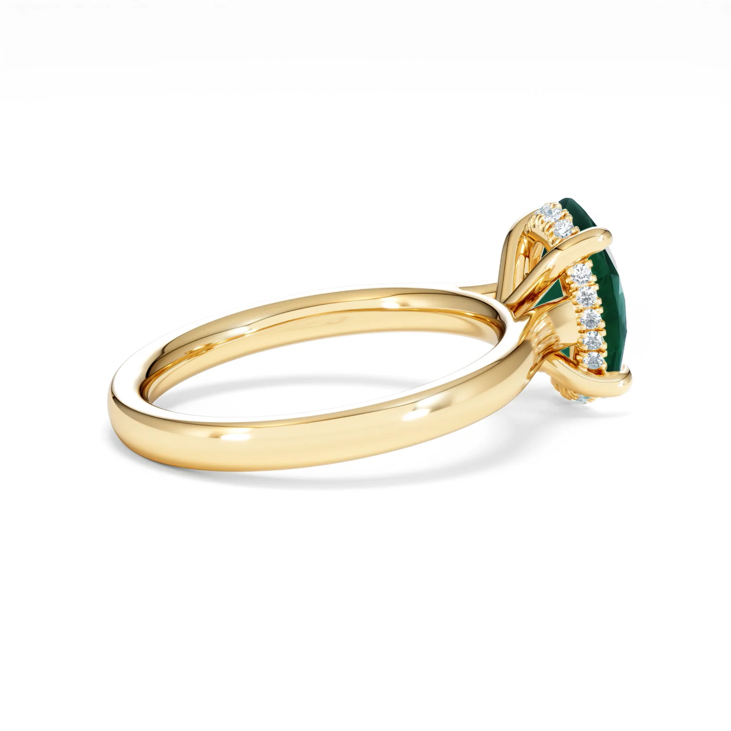 Amora Gem 2.00ct Oval Cut Lab Emerald Hidden Halo Engagement Ring in 18K Yellow Gold - Image 33
