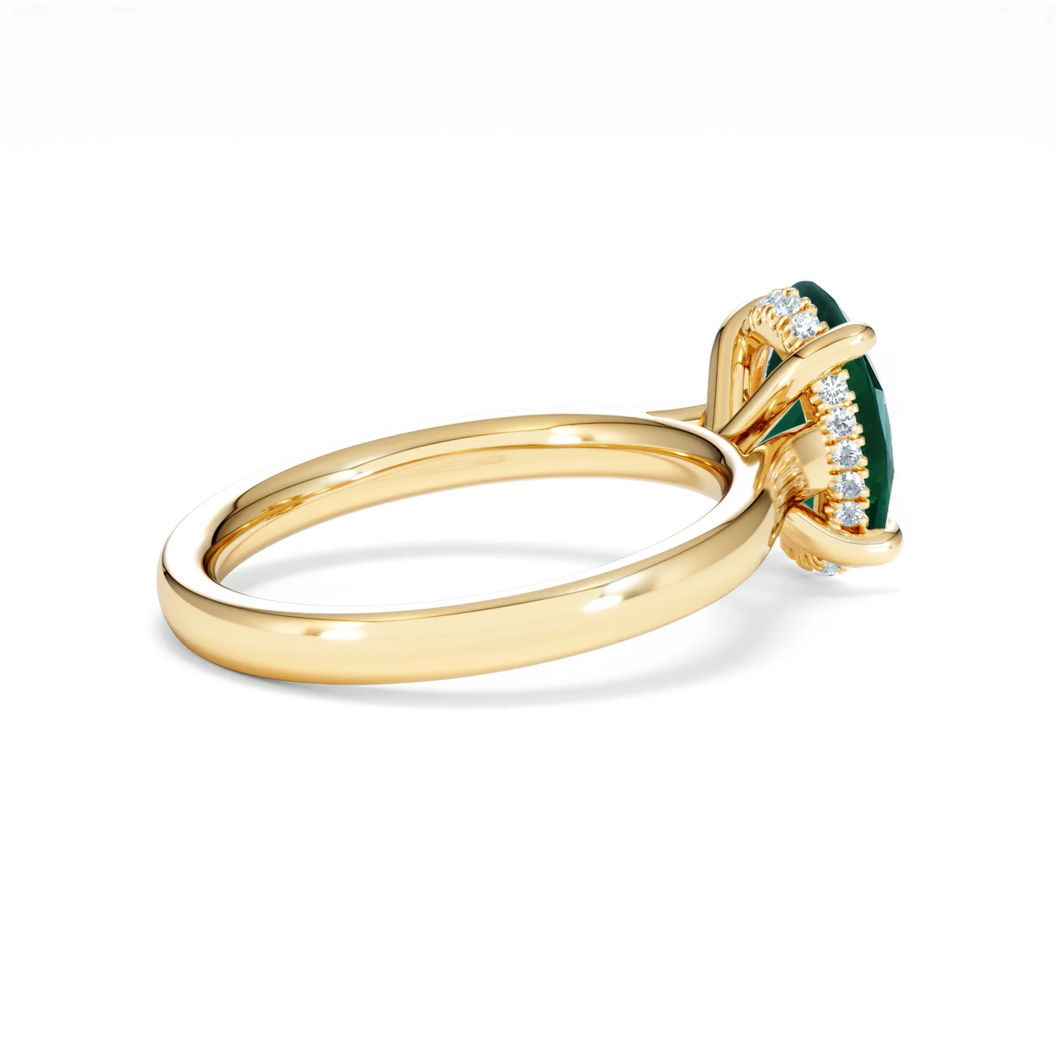 Amora Gem 2.00ct Oval Cut Lab Emerald Hidden Halo Engagement Ring in 18K Yellow Gold - Image 34
