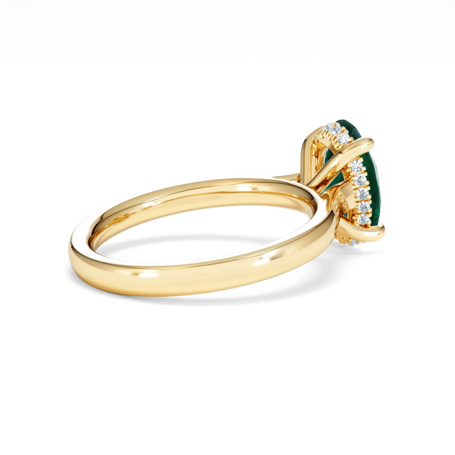Amora Gem 2.00ct Oval Cut Lab Emerald Hidden Halo Engagement Ring in 18K Yellow Gold - Image 35