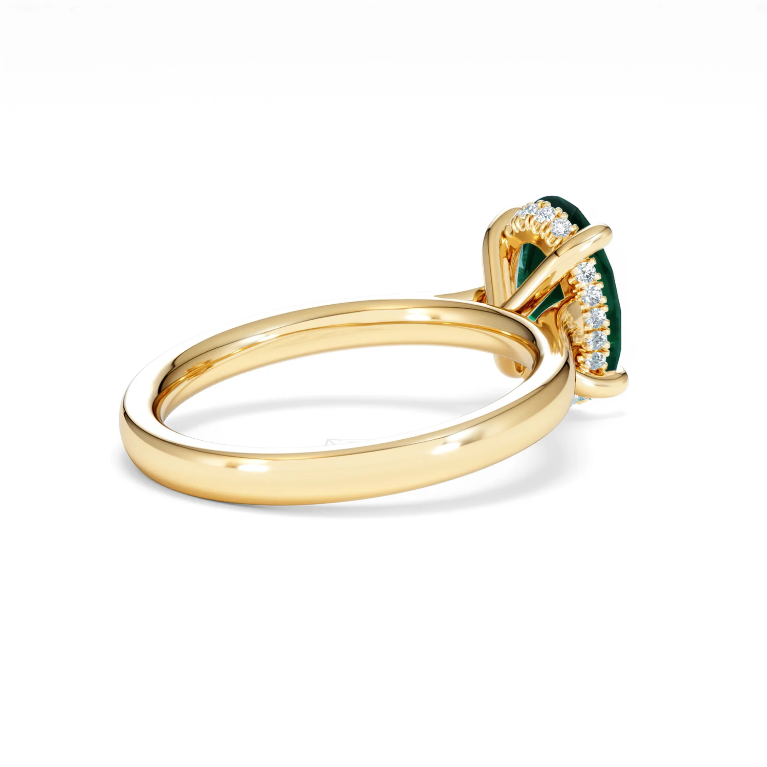 Amora Gem 2.00ct Oval Cut Lab Emerald Hidden Halo Engagement Ring in 18K Yellow Gold - Image 37