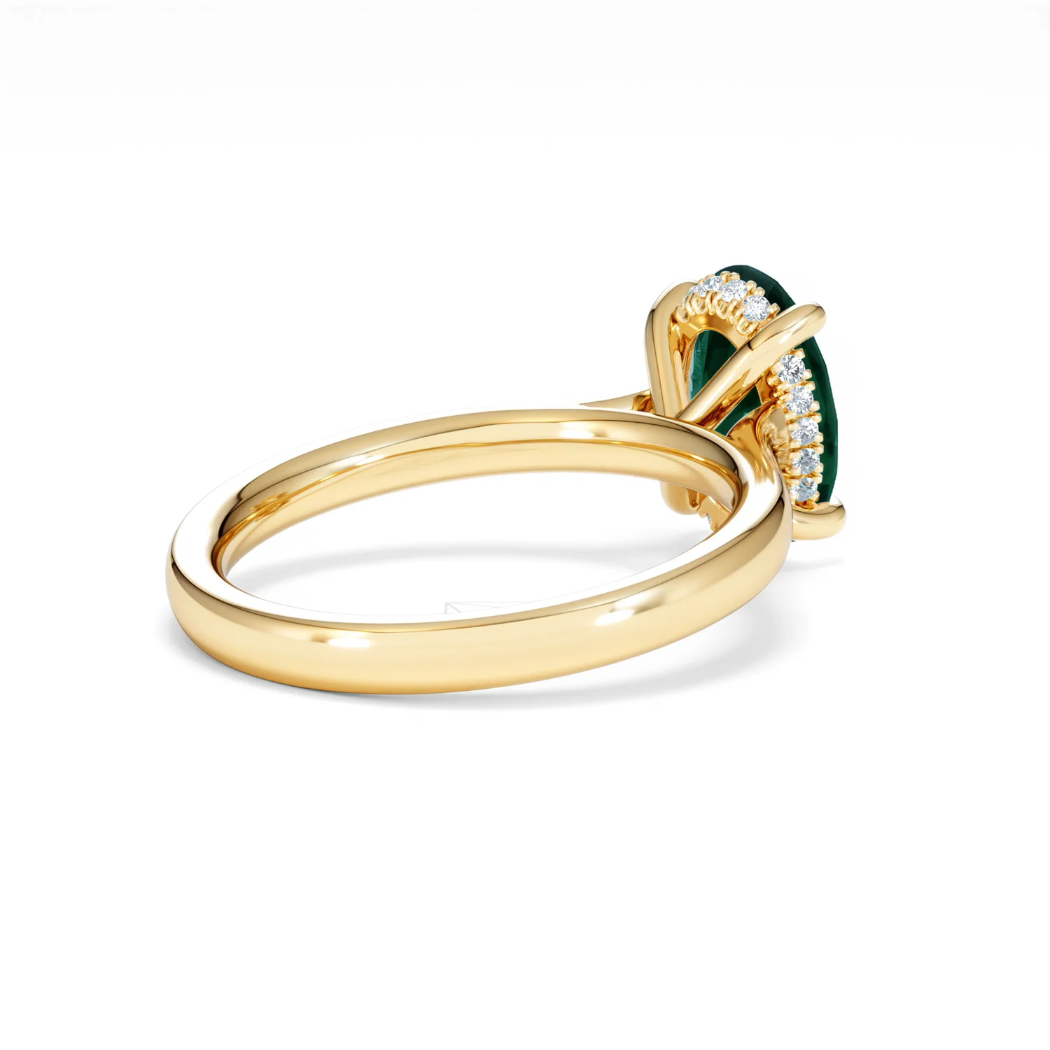 Amora Gem 2.00ct Oval Cut Lab Emerald Hidden Halo Engagement Ring in 18K Yellow Gold - Image 38