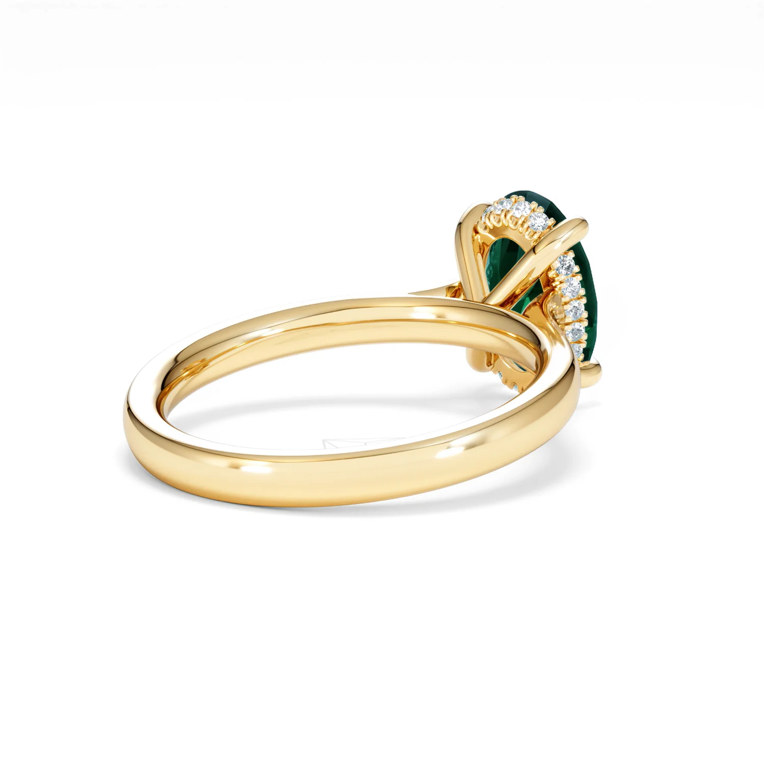 Amora Gem 2.00ct Oval Cut Lab Emerald Hidden Halo Engagement Ring in 18K Yellow Gold - Image 39