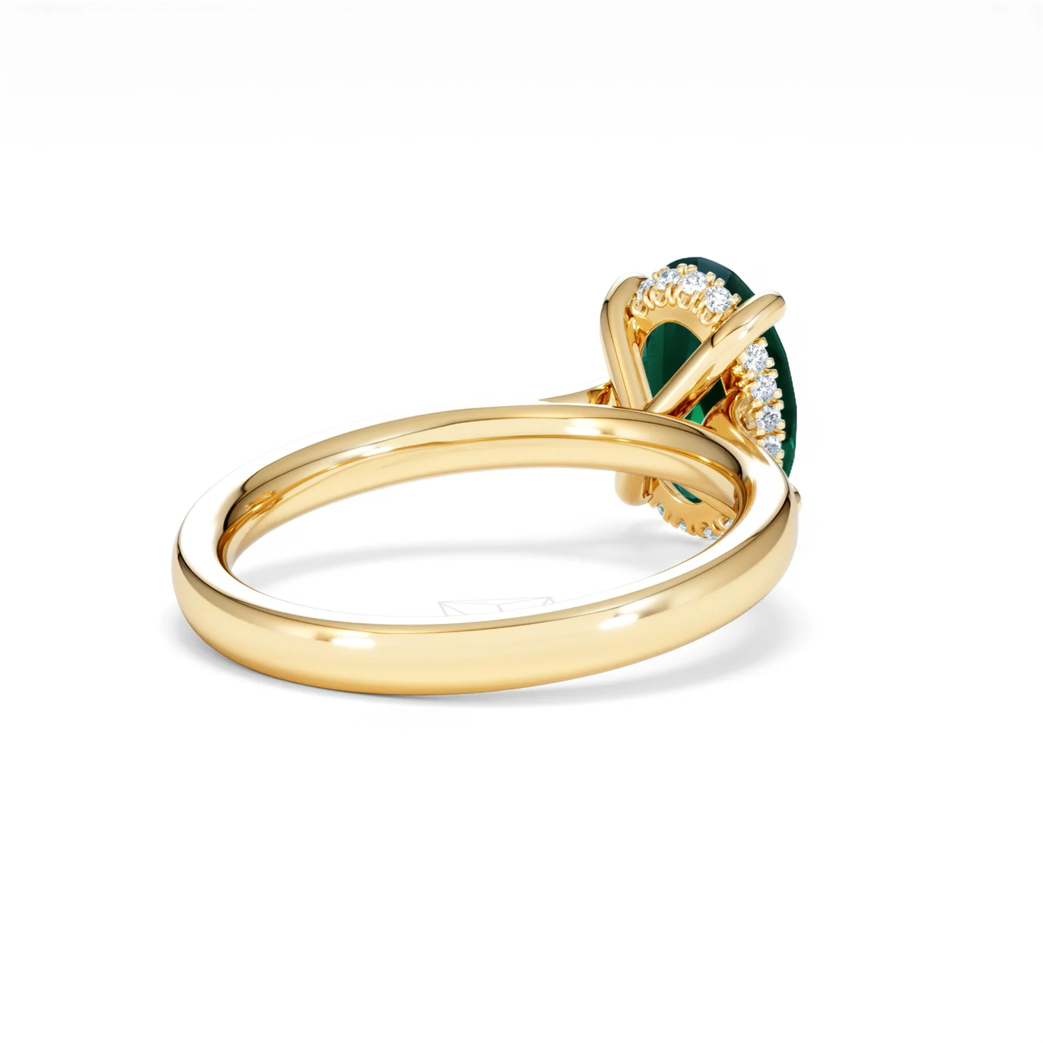 Amora Gem 2.00ct Oval Cut Lab Emerald Hidden Halo Engagement Ring in 18K Yellow Gold - Image 40