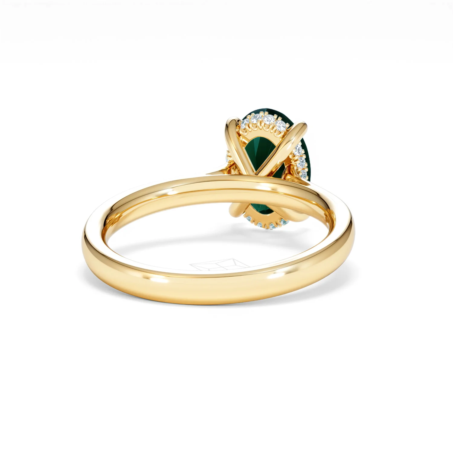 Amora Gem 2.00ct Oval Cut Lab Emerald Hidden Halo Engagement Ring in 18K Yellow Gold - Image 44