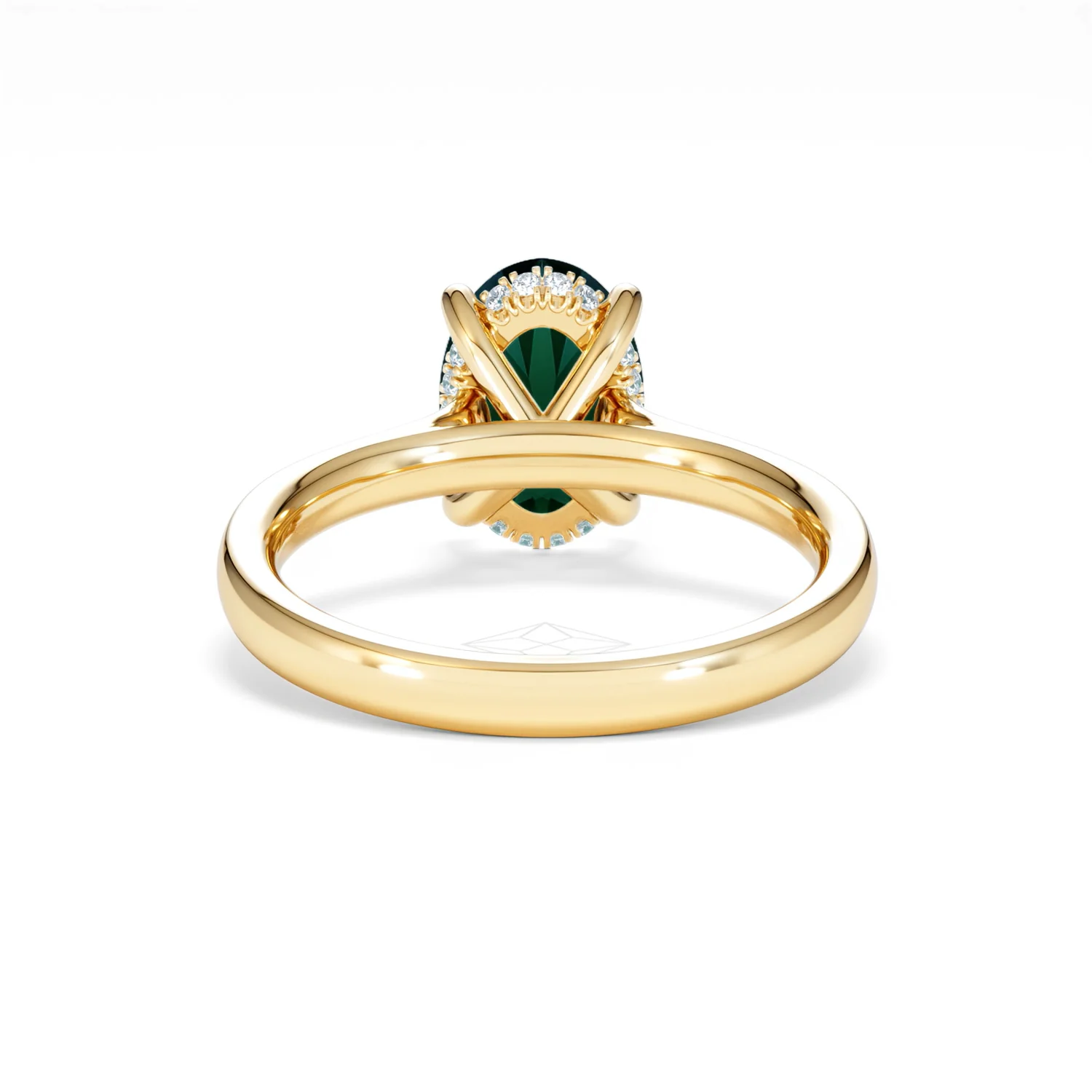 Amora Gem 2.00ct Oval Cut Lab Emerald Hidden Halo Engagement Ring in 18K Yellow Gold - Image 48