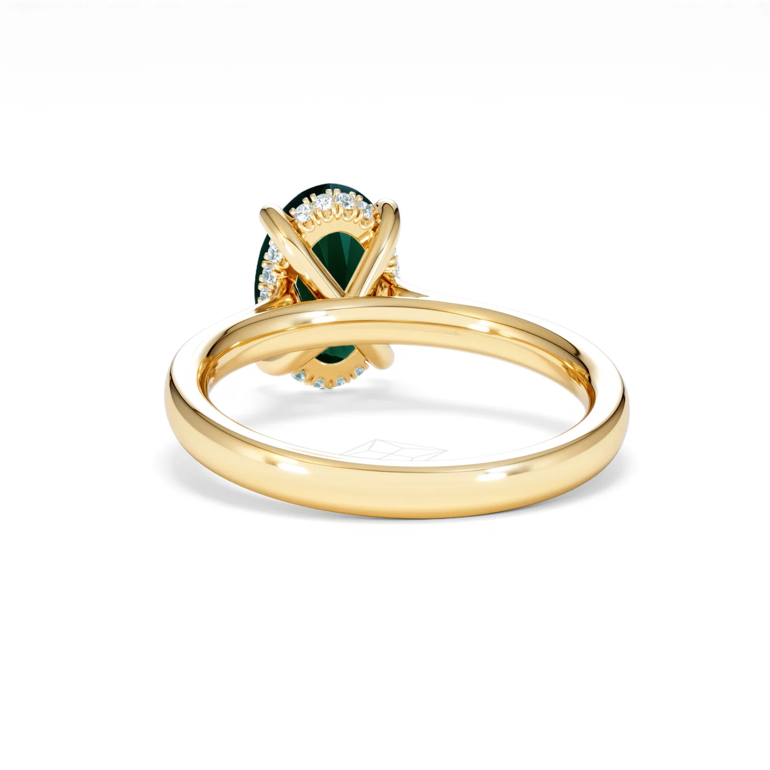 Amora Gem 2.00ct Oval Cut Lab Emerald Hidden Halo Engagement Ring in 18K Yellow Gold - Image 51