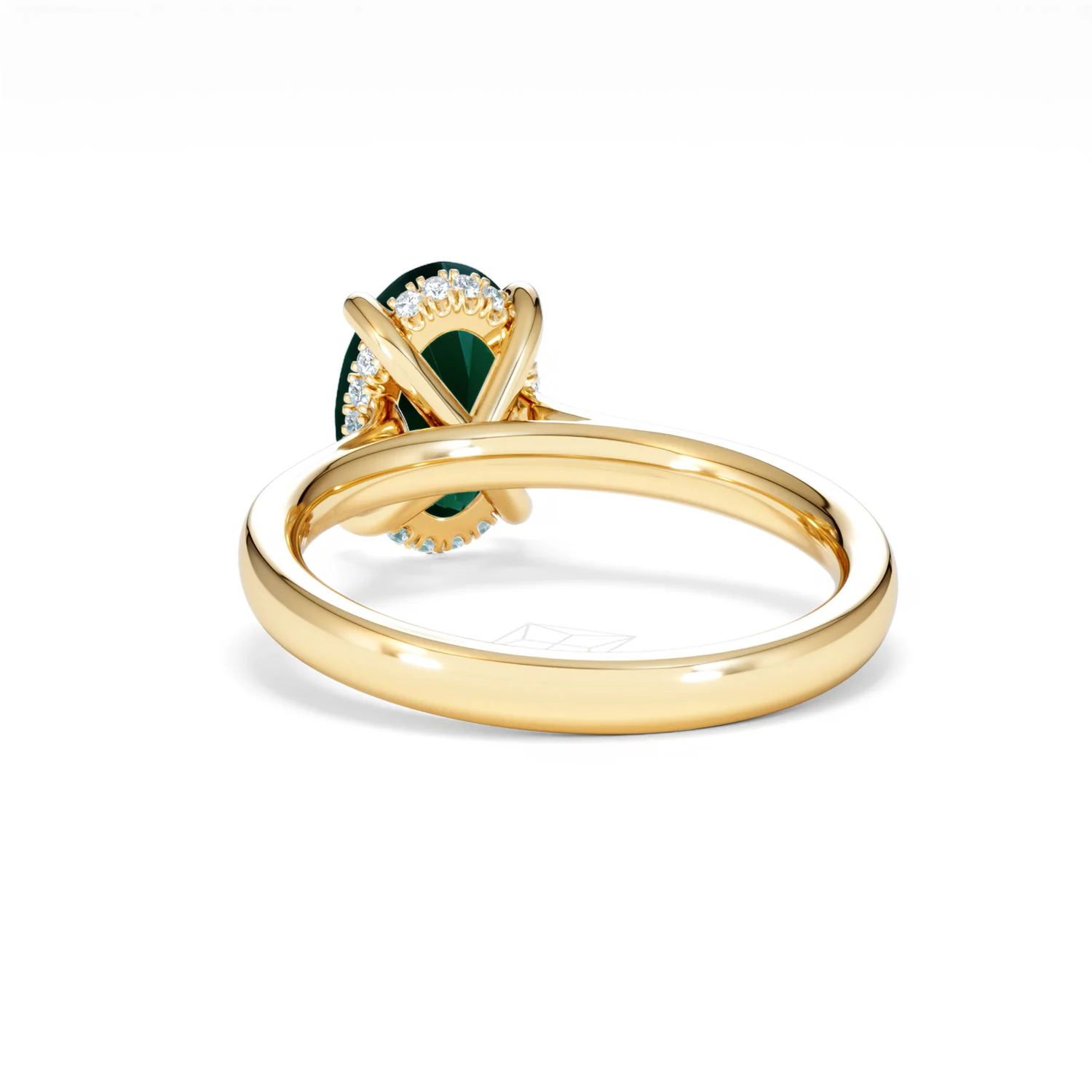 Amora Gem 2.00ct Oval Cut Lab Emerald Hidden Halo Engagement Ring in 18K Yellow Gold - Image 52