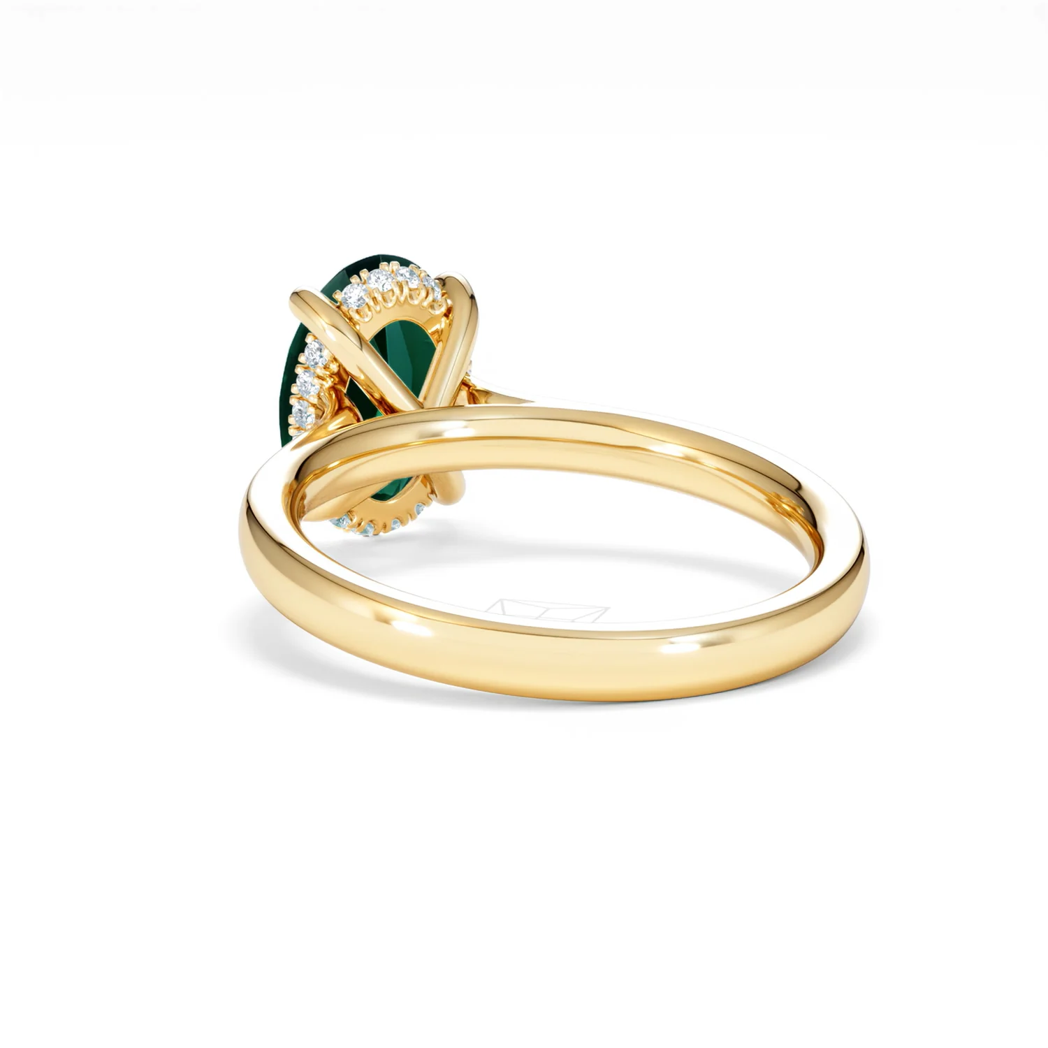 Amora Gem 2.00ct Oval Cut Lab Emerald Hidden Halo Engagement Ring in 18K Yellow Gold - Image 54