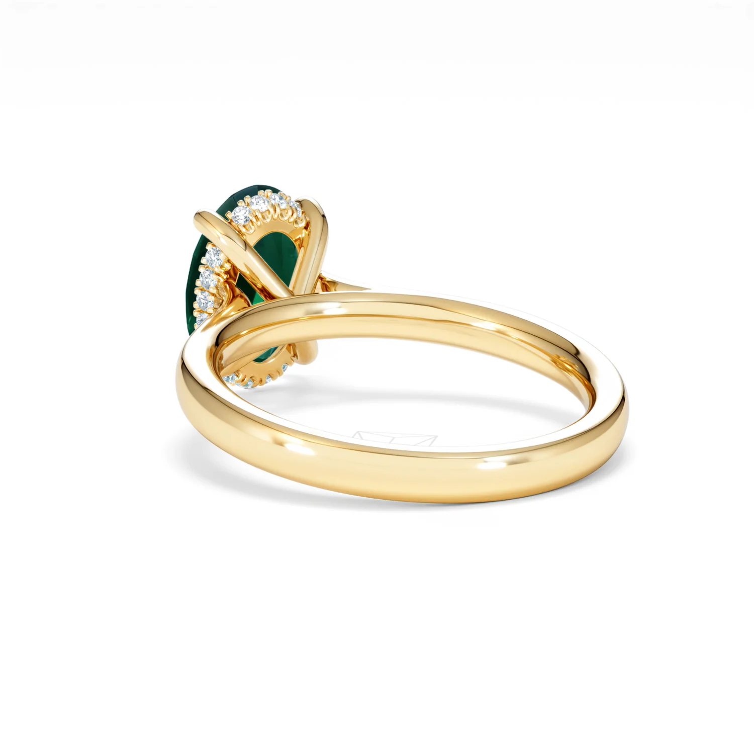 Amora Gem 2.00ct Oval Cut Lab Emerald Hidden Halo Engagement Ring in 18K Yellow Gold - Image 55