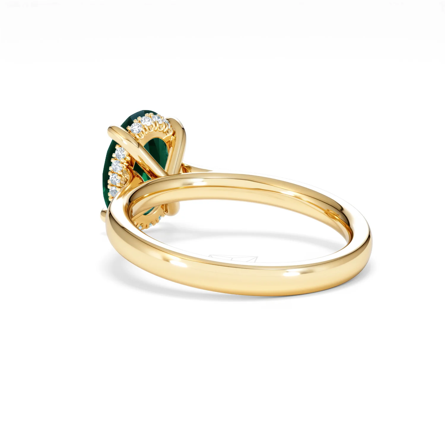 Amora Gem 2.00ct Oval Cut Lab Emerald Hidden Halo Engagement Ring in 18K Yellow Gold - Image 56