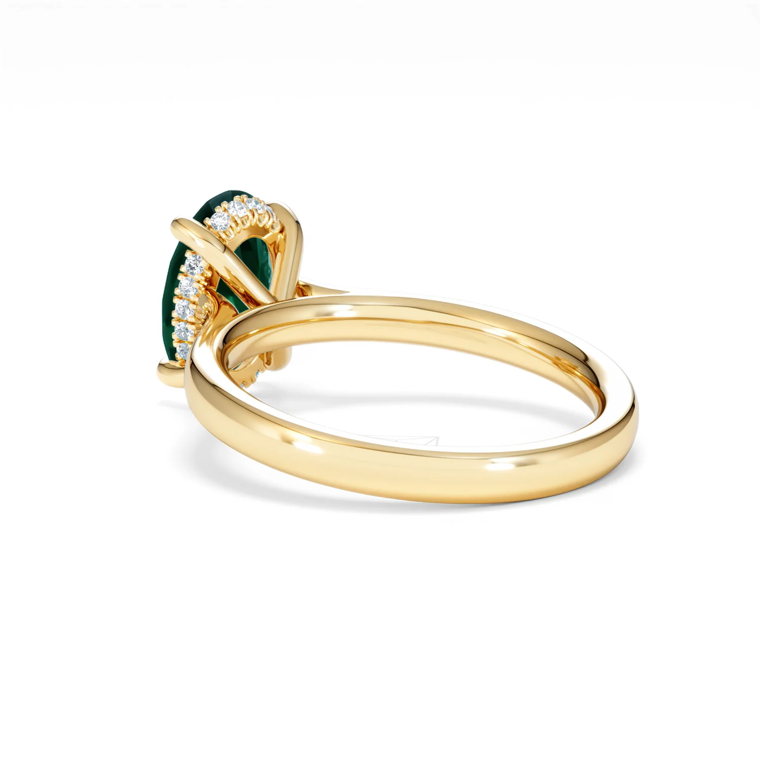 Amora Gem 2.00ct Oval Cut Lab Emerald Hidden Halo Engagement Ring in 18K Yellow Gold - Image 57