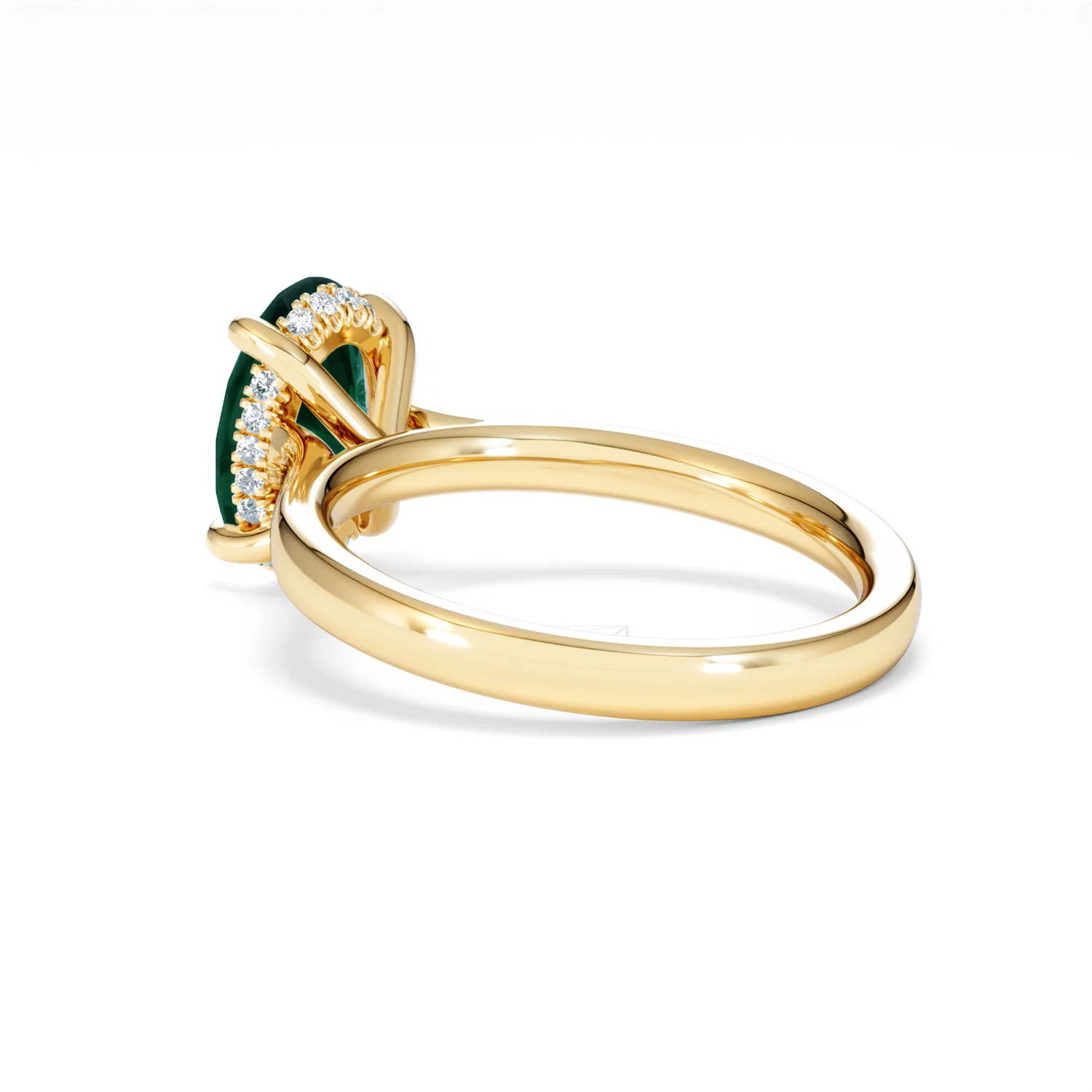 Amora Gem 2.00ct Oval Cut Lab Emerald Hidden Halo Engagement Ring in 18K Yellow Gold - Image 58