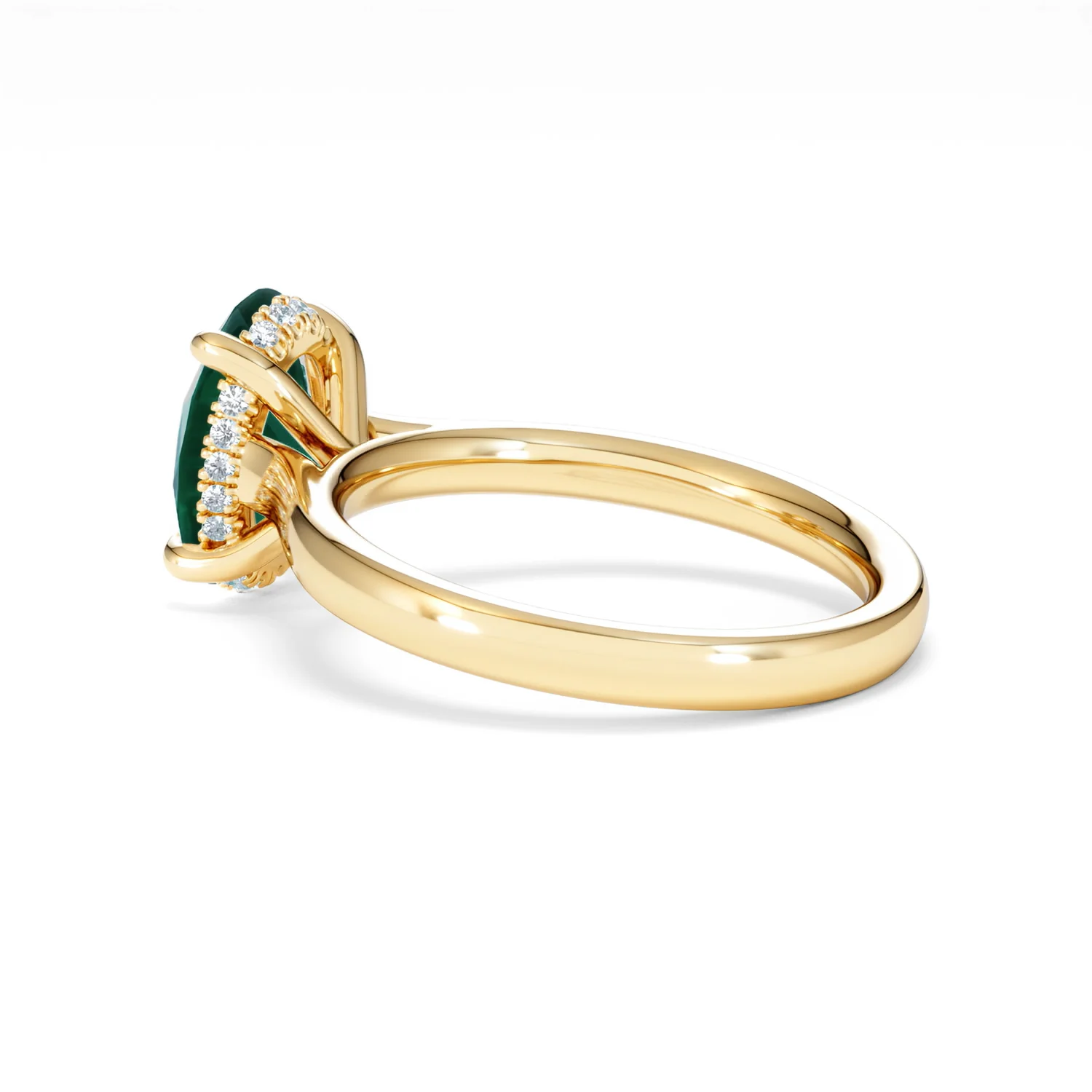 Amora Gem 2.00ct Oval Cut Lab Emerald Hidden Halo Engagement Ring in 18K Yellow Gold - Image 61