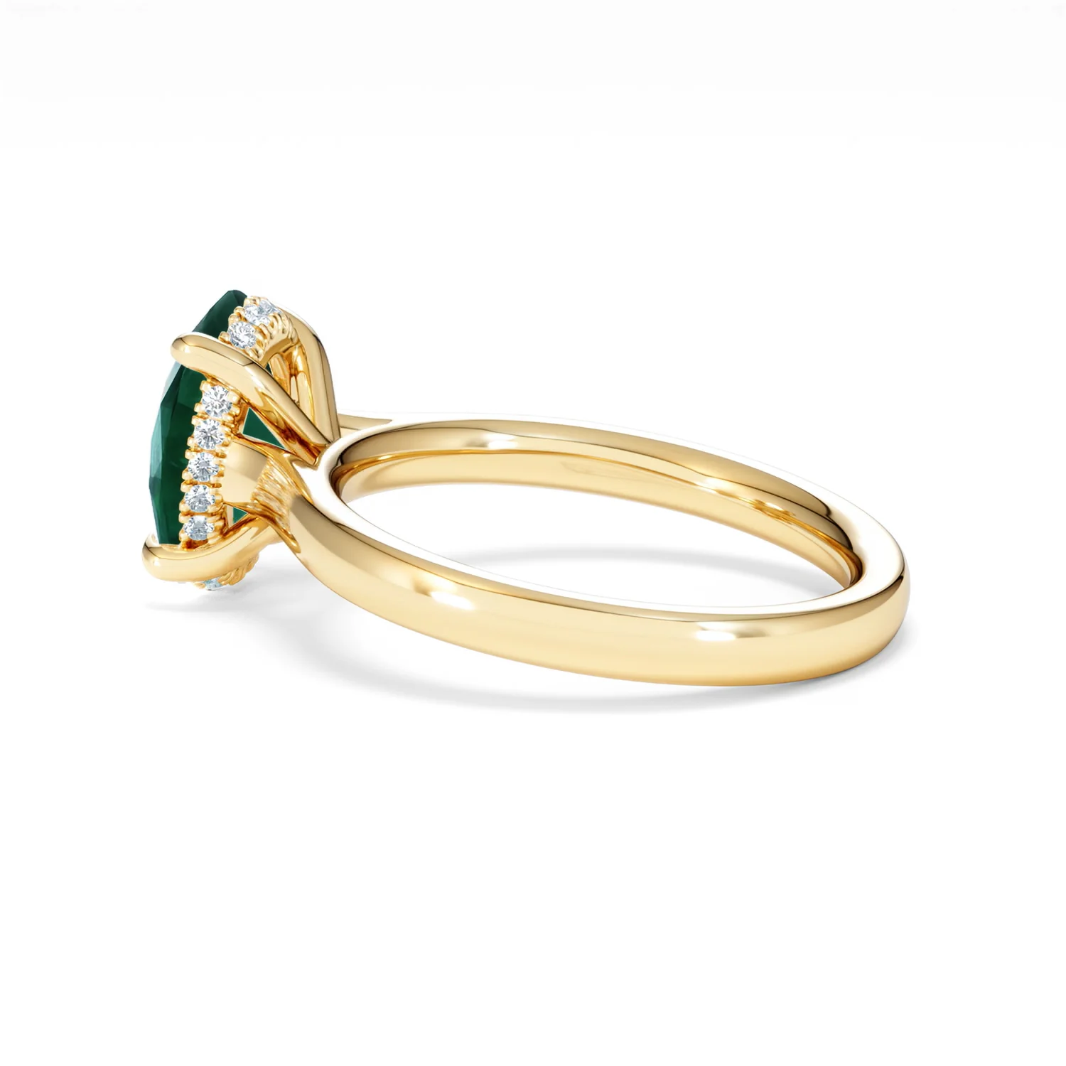 Amora Gem 2.00ct Oval Cut Lab Emerald Hidden Halo Engagement Ring in 18K Yellow Gold - Image 63