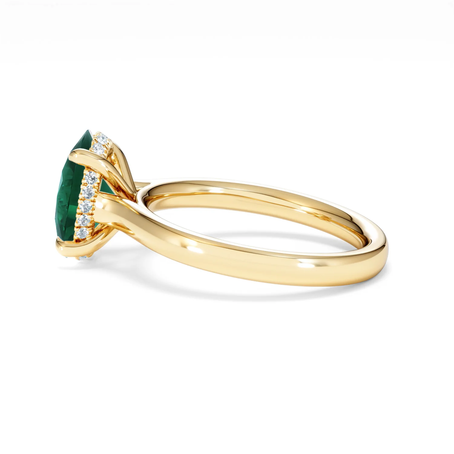 Amora Gem 2.00ct Oval Cut Lab Emerald Hidden Halo Engagement Ring in 18K Yellow Gold - Image 66