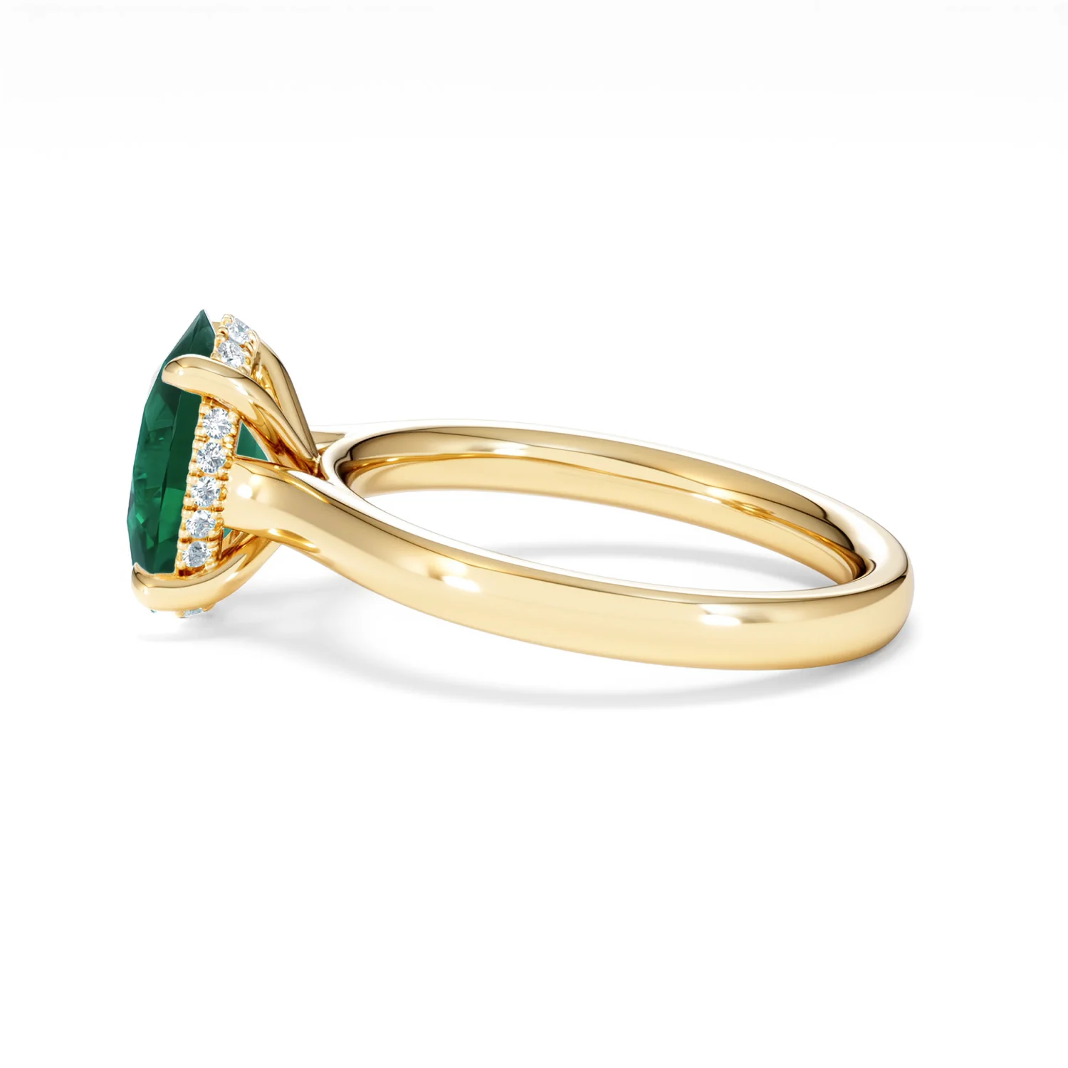 Amora Gem 2.00ct Oval Cut Lab Emerald Hidden Halo Engagement Ring in 18K Yellow Gold - Image 67