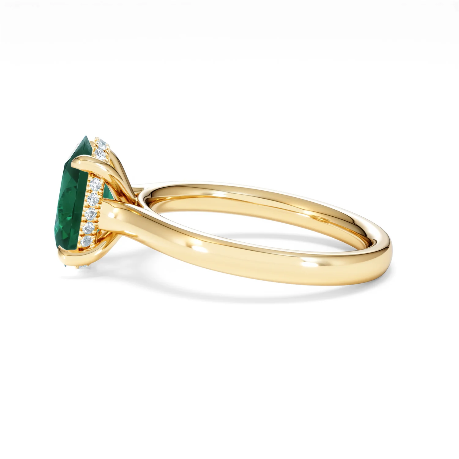 Amora Gem 2.00ct Oval Cut Lab Emerald Hidden Halo Engagement Ring in 18K Yellow Gold - Image 68