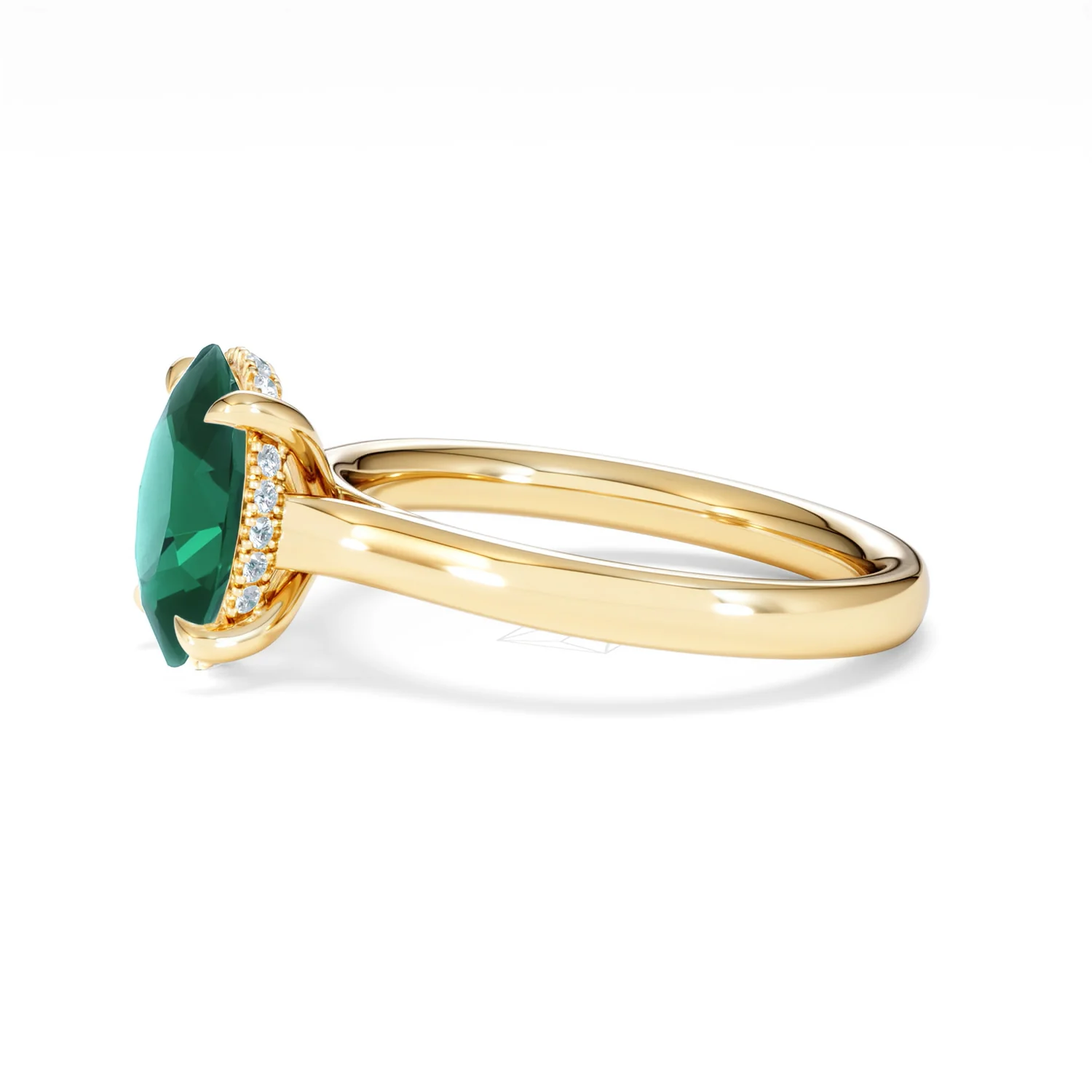 Amora Gem 2.00ct Oval Cut Lab Emerald Hidden Halo Engagement Ring in 18K Yellow Gold - Image 72