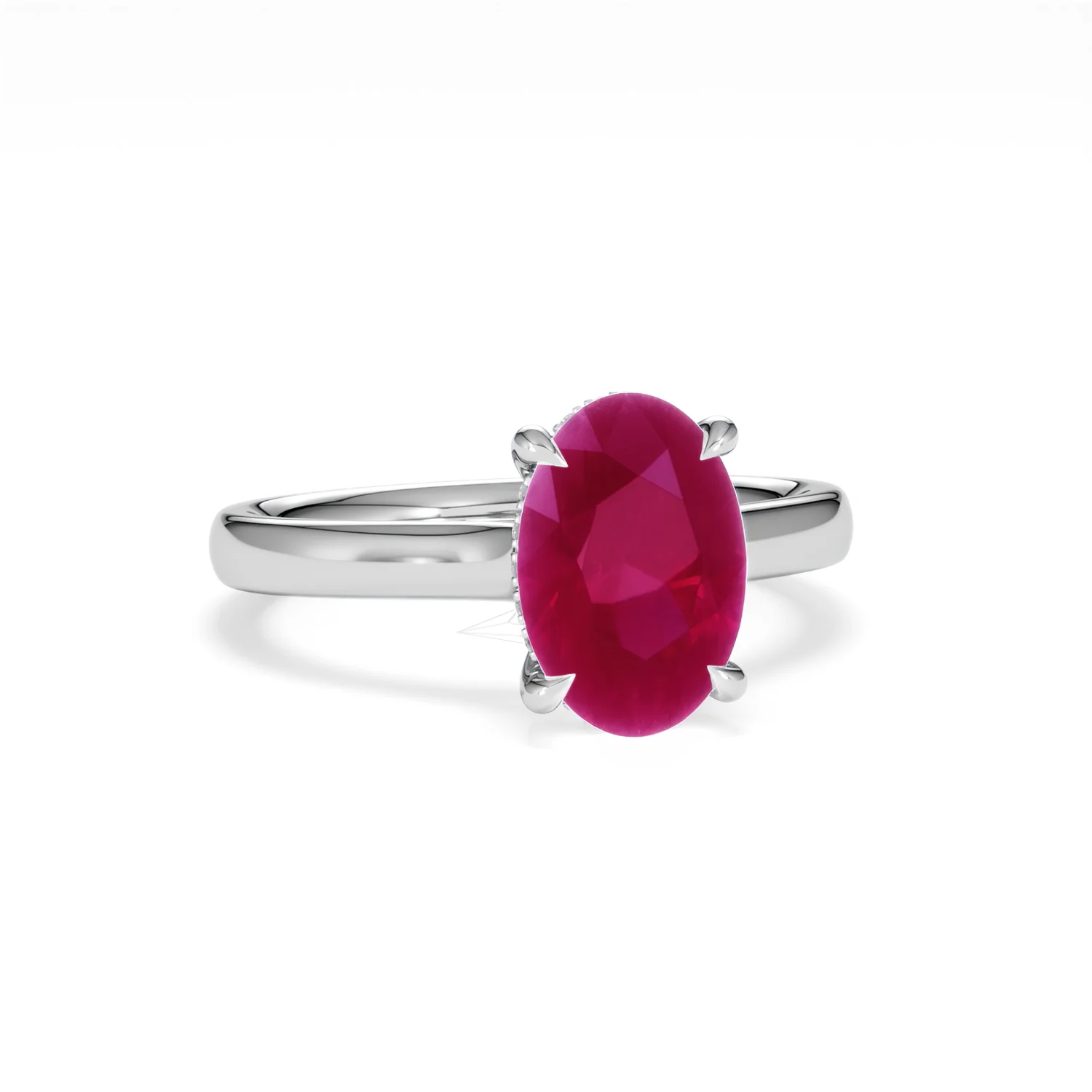 Amora Gem 2.00ct Oval Cut Lab Ruby Hidden Halo Engagement Ring in 18K White Gold - Image 12