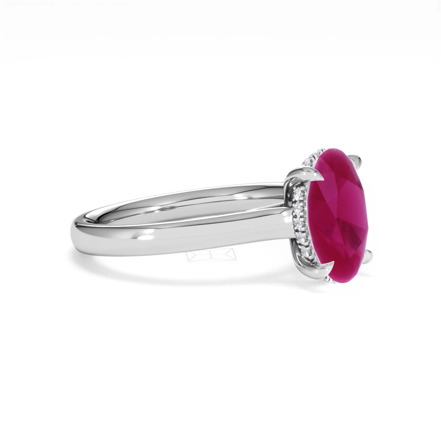 Amora Gem 2.00ct Oval Cut Lab Ruby Hidden Halo Engagement Ring in 18K White Gold - Image 20