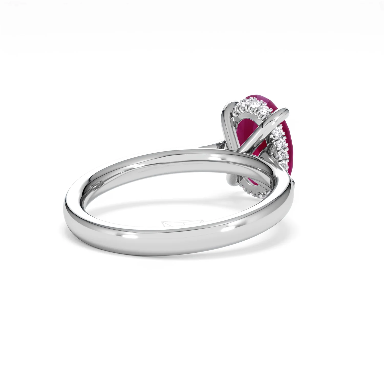 Amora Gem 2.00ct Oval Cut Lab Ruby Hidden Halo Engagement Ring in 18K White Gold - Image 41