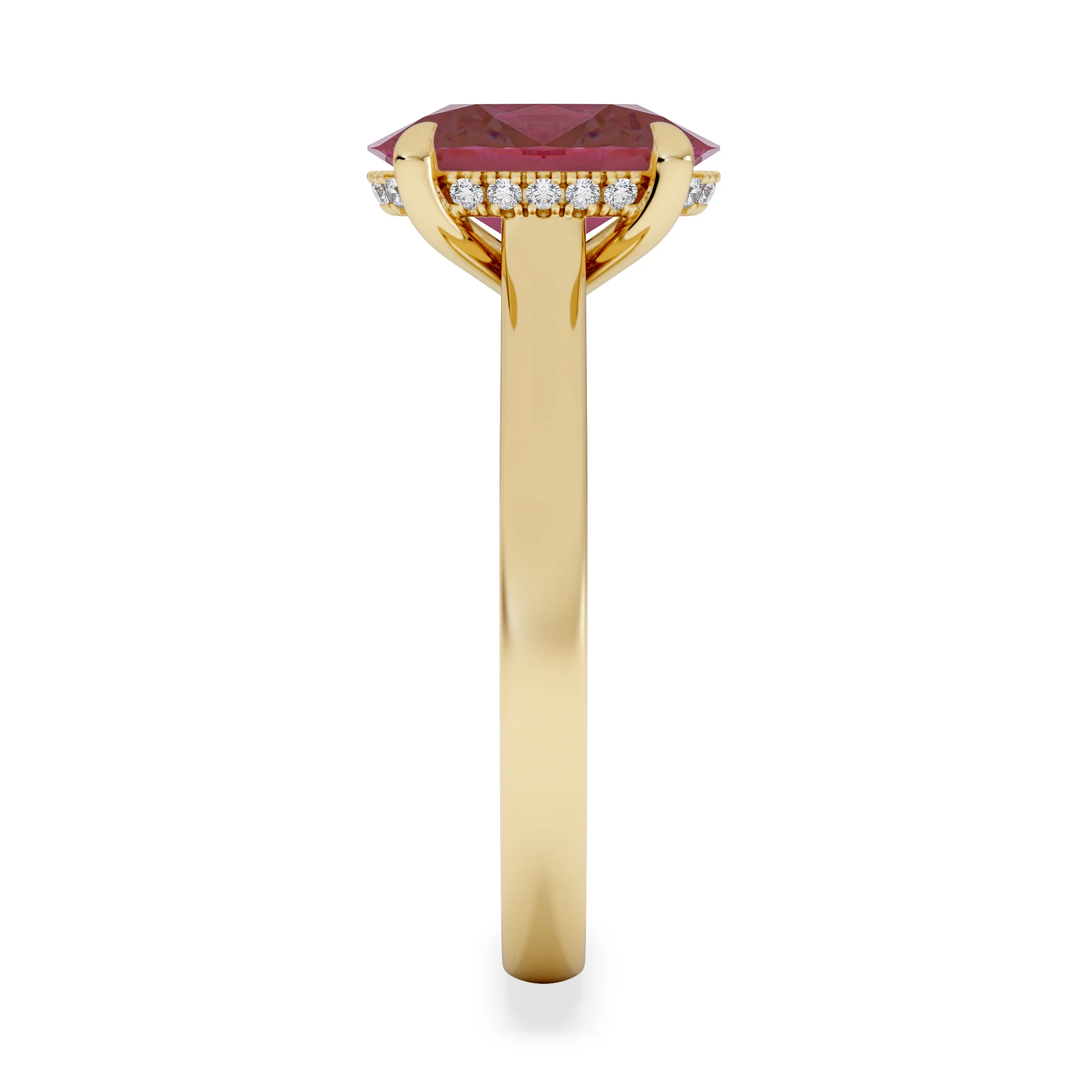 Amora Gem 2.00ct Oval Cut Lab Ruby Hidden Halo Engagement Ring in 18K White Gold - Image 5