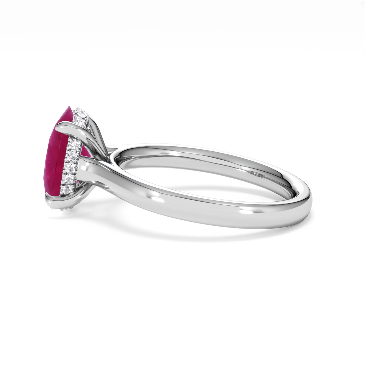 Amora Gem 2.00ct Oval Cut Lab Ruby Hidden Halo Engagement Ring in 18K White Gold - Image 68