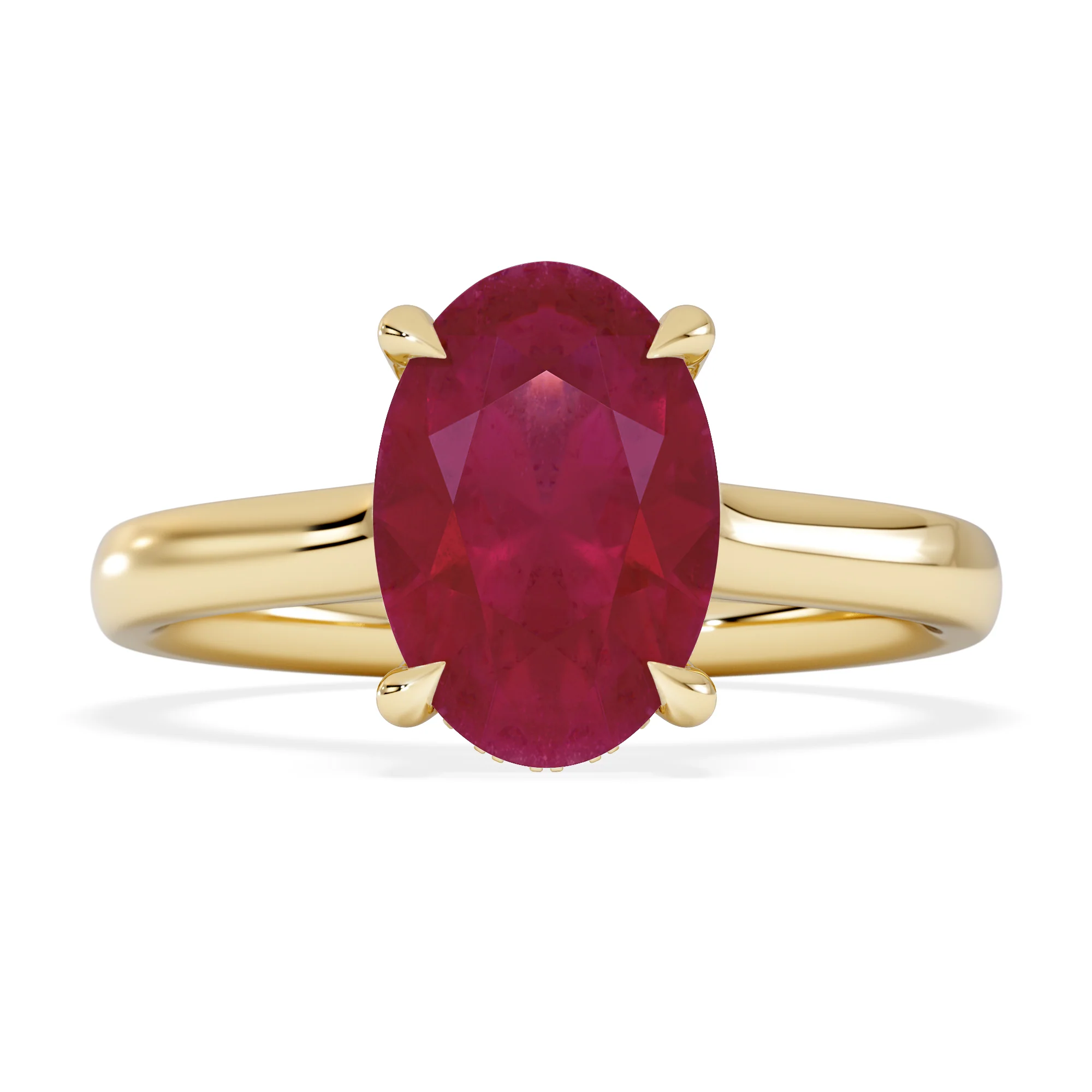 Amora Gem 2.00ct Oval Cut Lab Ruby Hidden Halo Engagement Ring in 18K White Gold - Image 7
